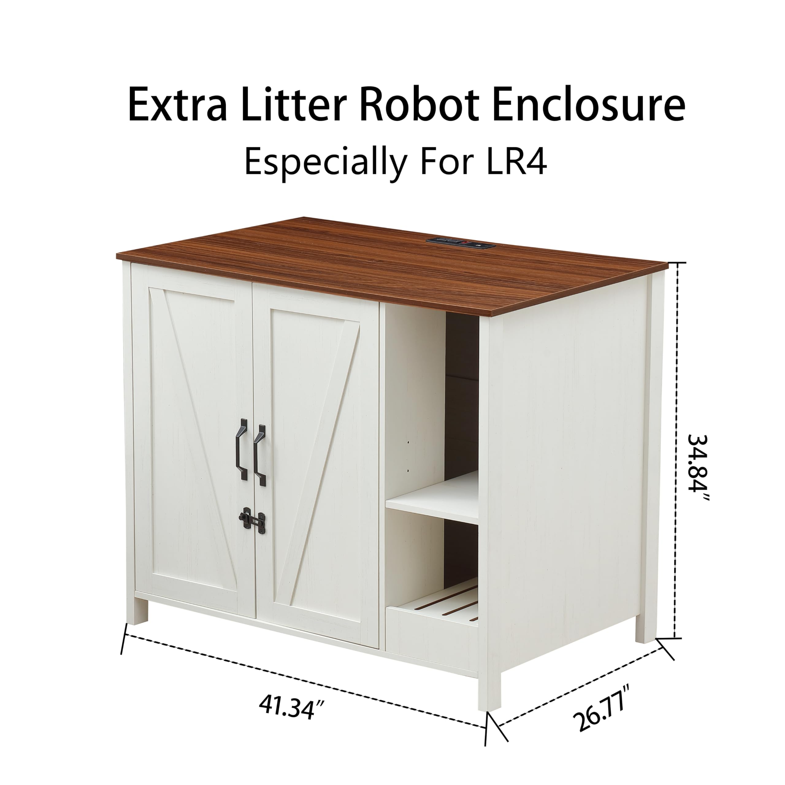 Automatic Self-Cleaning Cat Litter Box Enclosure with Adjustable Shelf - Dog Proof Storage & Charging Station - Secure Lock System for Cats - Large Indoor Cat House in Antique White - Perfect for Multi-Pet Homes & Small Spaces