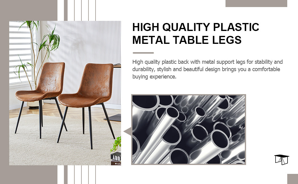 Premium Brown Suede Dining Chair with Black Metal Legs - Ergonomic Curved Cushion Design for Ultimate Comfort - Perfect for Restaurants, Kitchens, Bedrooms & Offices - Set of 6 Modern Chairs for Home and Commercial Use