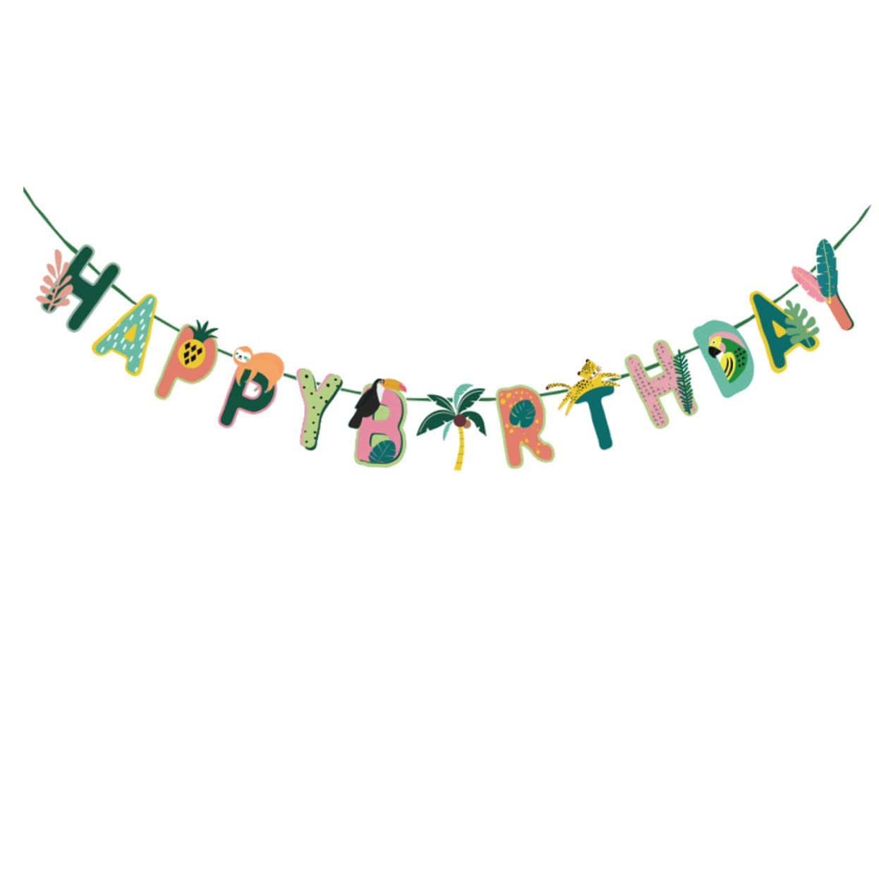 Hawaiian Party Banner - Tropical Luau Birthday Bunting Garland with Palm Leaves & Flowers - Perfect for Summer Beach Parties, Baby Showers & Backyard Decorations