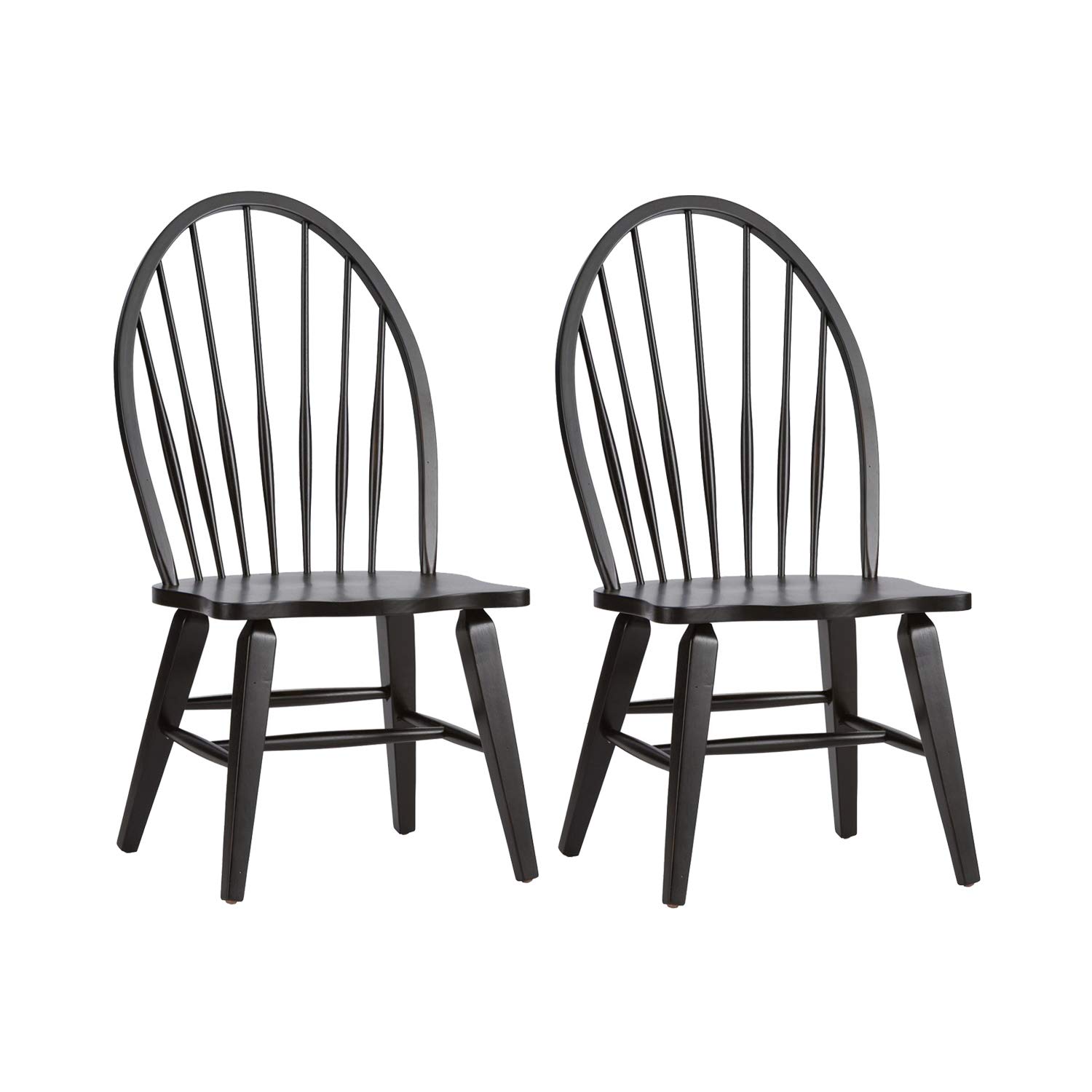 Liberty Furniture Industries Windsor Back Side Chair - Black Wooden Dining Chair for Kitchen, Dining Room, and Office Use