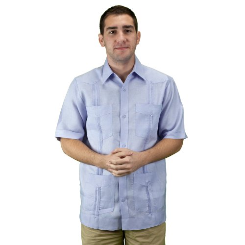 Premium Men's Linen Guayabera Shirt - Cuban Style Short Sleeve Button Down Shirt for Summer, Beach & Casual Wear - Breathable Lightweight Tropical Shirt for Vacation, Wedding & Outdoor Events