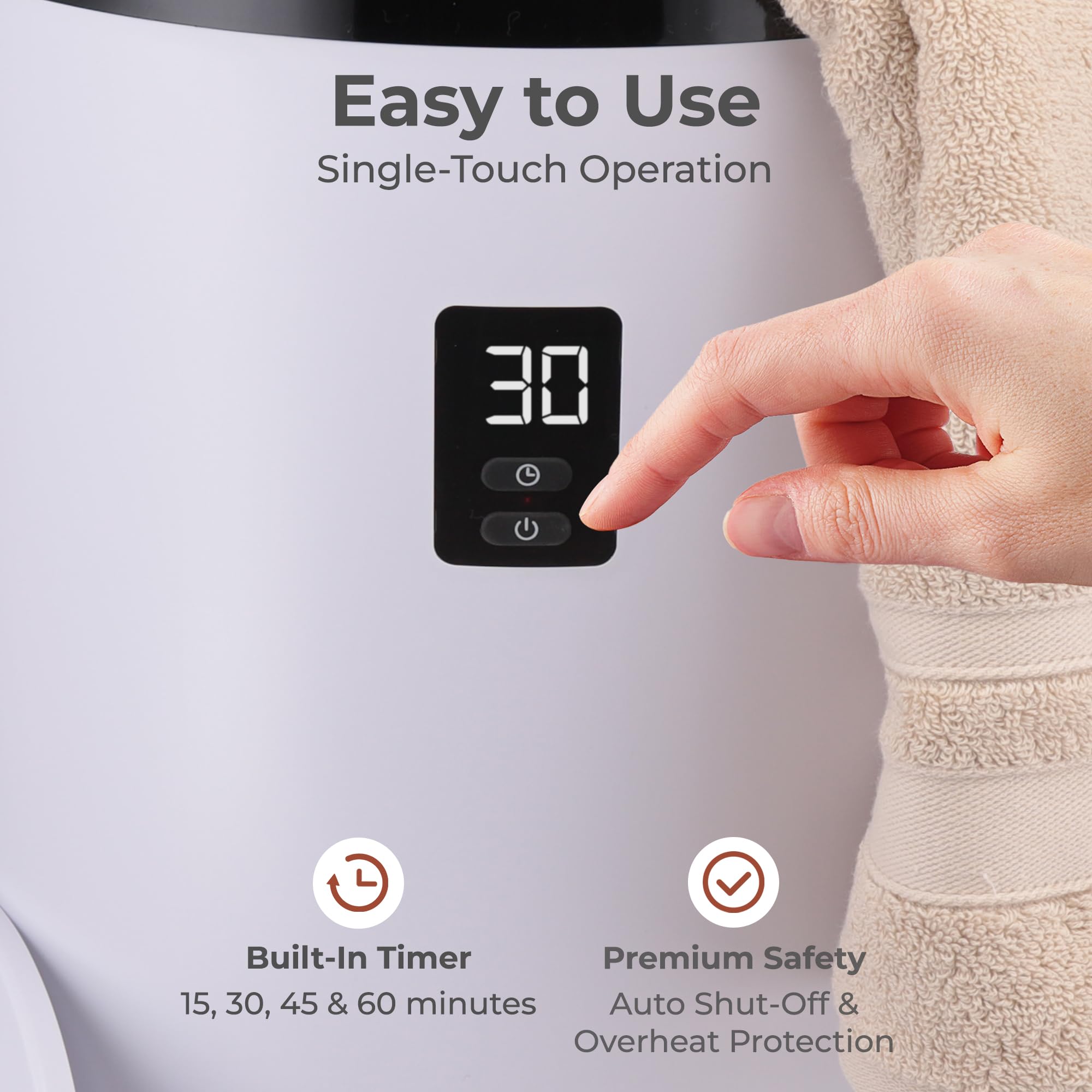 SereneLife Luxury Electric Towel Warmer Bucket with Auto Shut Off - Spa & Bathroom Heated Towel Holder for Large Towels, Blankets, Robes & Pajamas - Perfect Gift for Women & Men - Black (Ideal for Home Spa, Hotels & Relaxation)