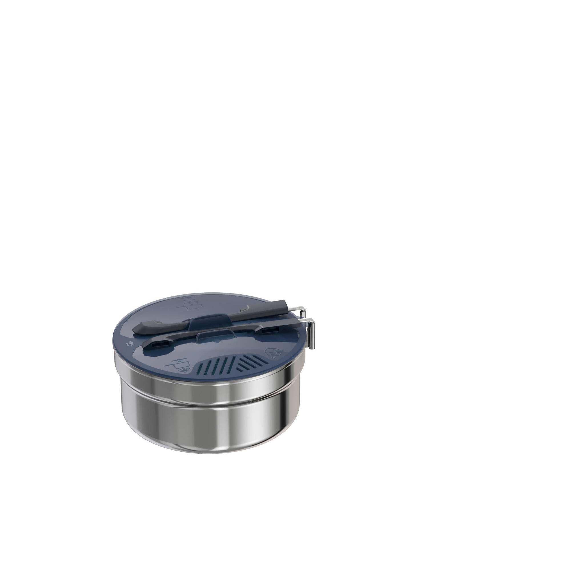 Quechua MH100 1.1L Lightweight Stainless Steel Camping Cookset - Compact Cooking Pot for Backpacking, Hiking & Outdoor Adventures