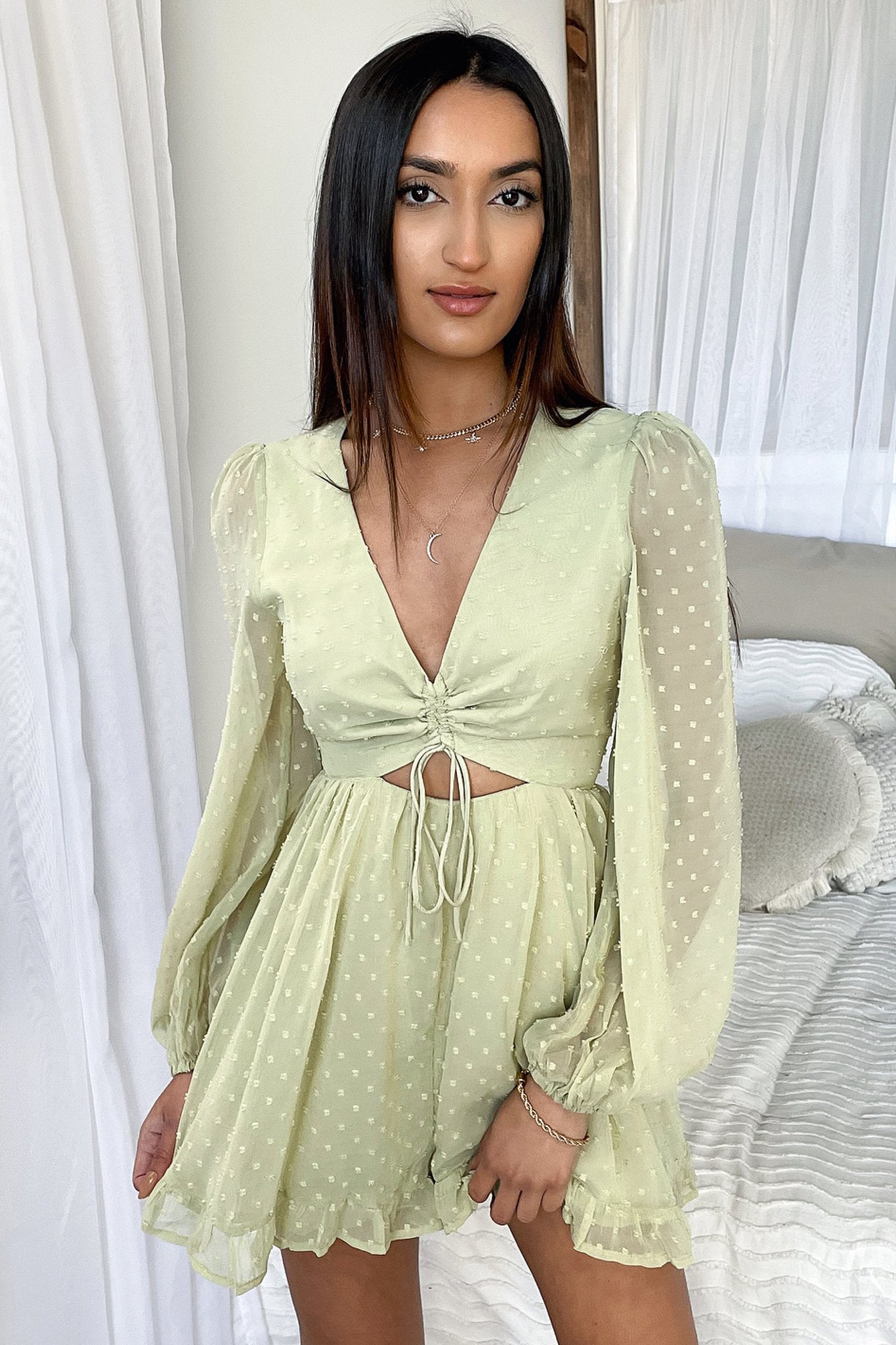 Stylish Green Asprin Playsuit - Women's Jumpsuit Romper for Casual Outings & Summer Vacations