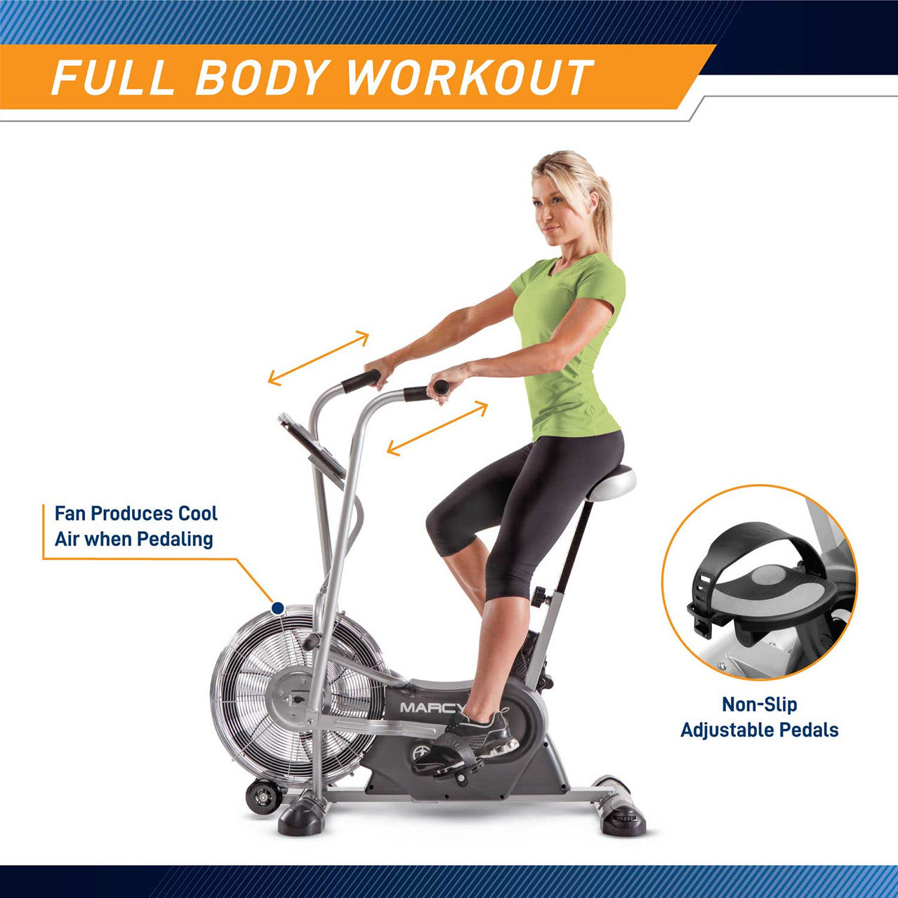 Premium Marcy AIR 1 Exercise Fan Bike - Indoor Cycling Bike for Home Gym & Cardio Workouts - Perfect for Weight Loss, Fitness Training & Home Exercise