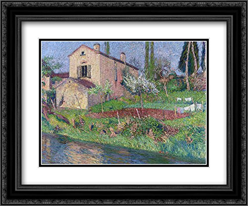 Henri Martin Marie Louise House in Spring Art Print - 24x20 Black Ornate Frame with Double Matting, Museum Quality Wall Decor for Living Room, Bedroom & Office