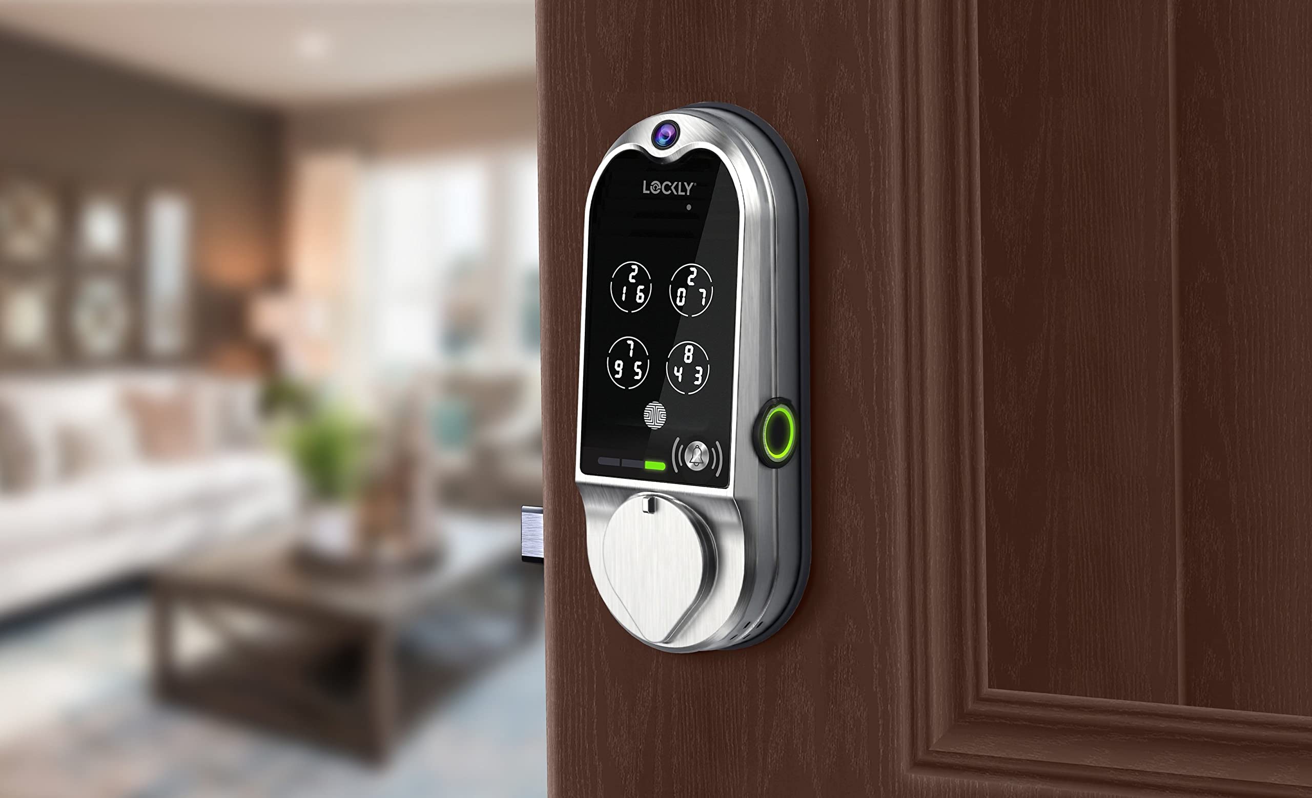 Lockly Vision Smart Lock with HD Video Doorbell - Fingerprint & Touchscreen Keypad Front Door Lock, App Control, Auto Lock, No Monthly Fee (Satin Nickel) - Secure Your Home with Smart Access & Video Monitoring