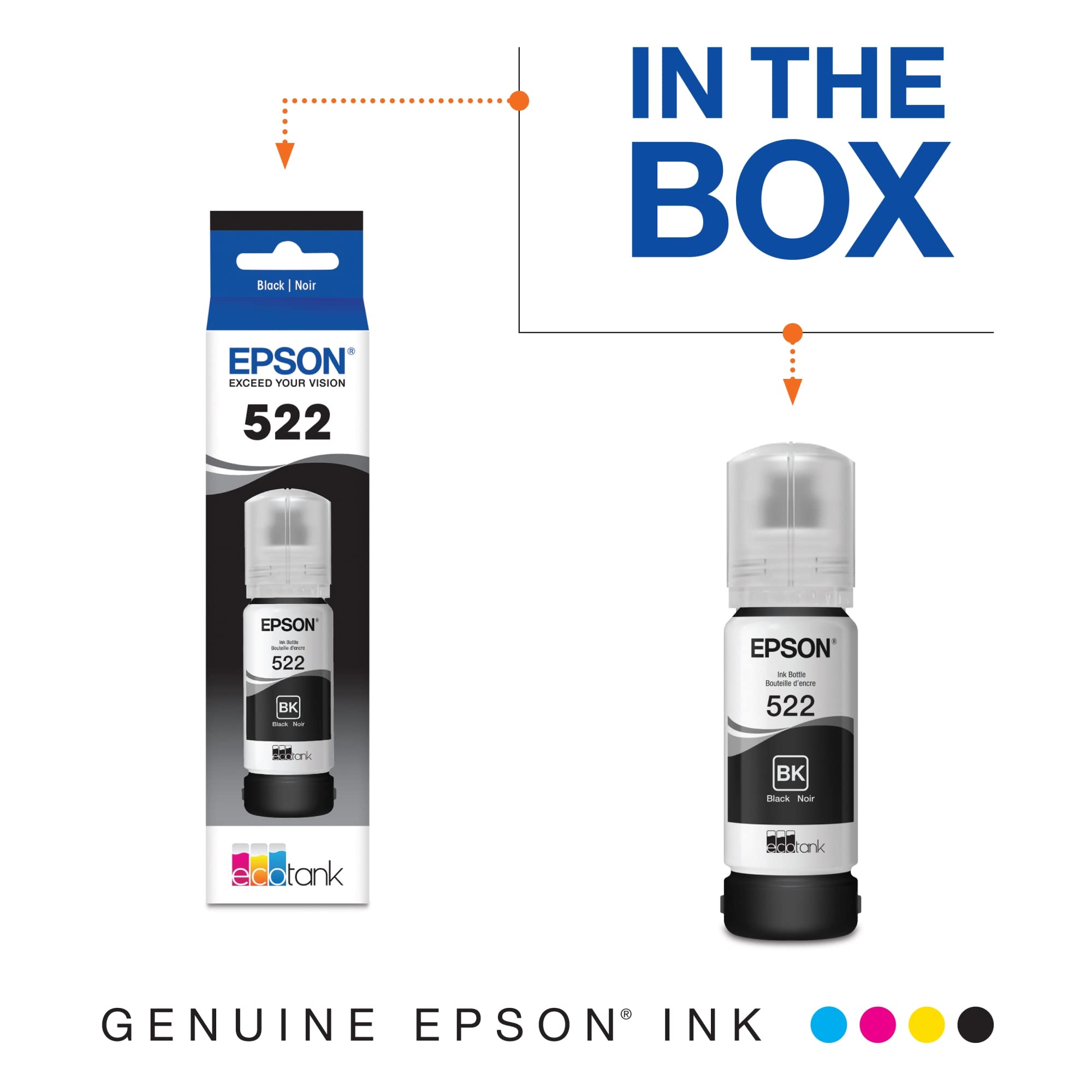 Epson EcoTank ET-2800 Wireless Color All-in-One Supertank Printer with 522 Ultra-High Capacity Ink Bottles (T522120-S) - Cartridge-Free Printing for Home Office, School & Small Business | Fast Wireless Printing, Scanning & Copying