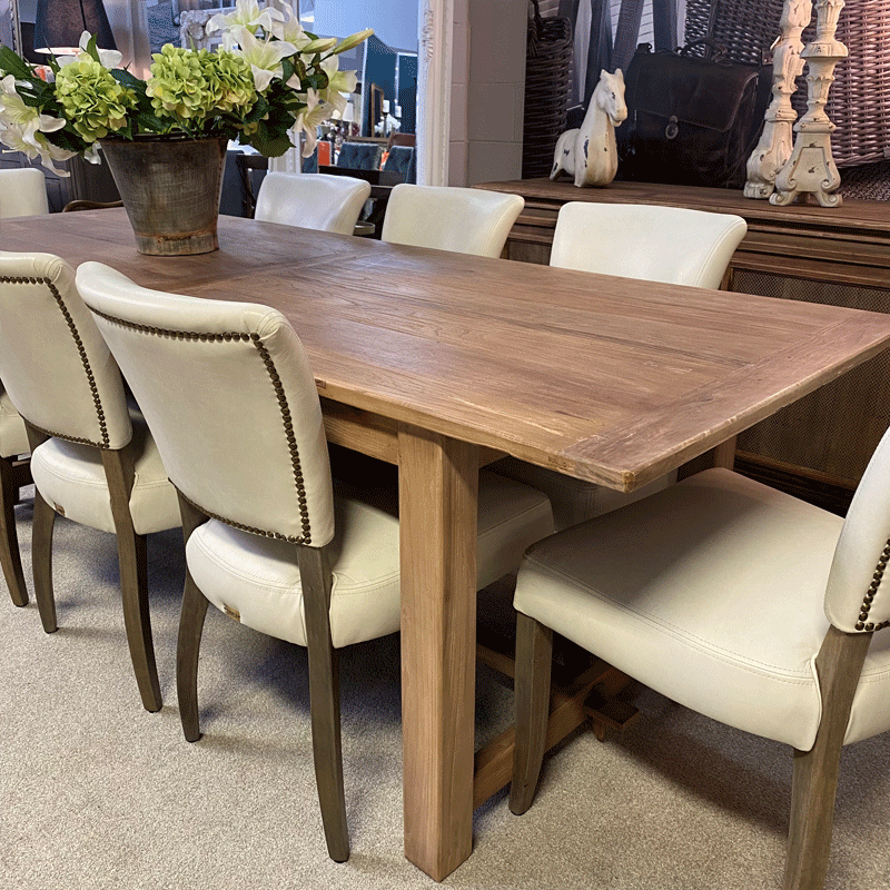 Loire Elm Dining Table 240cm - Solid Wood Farmhouse Dining Table for 8-10 - Perfect for Family Gatherings & Dinner Parties