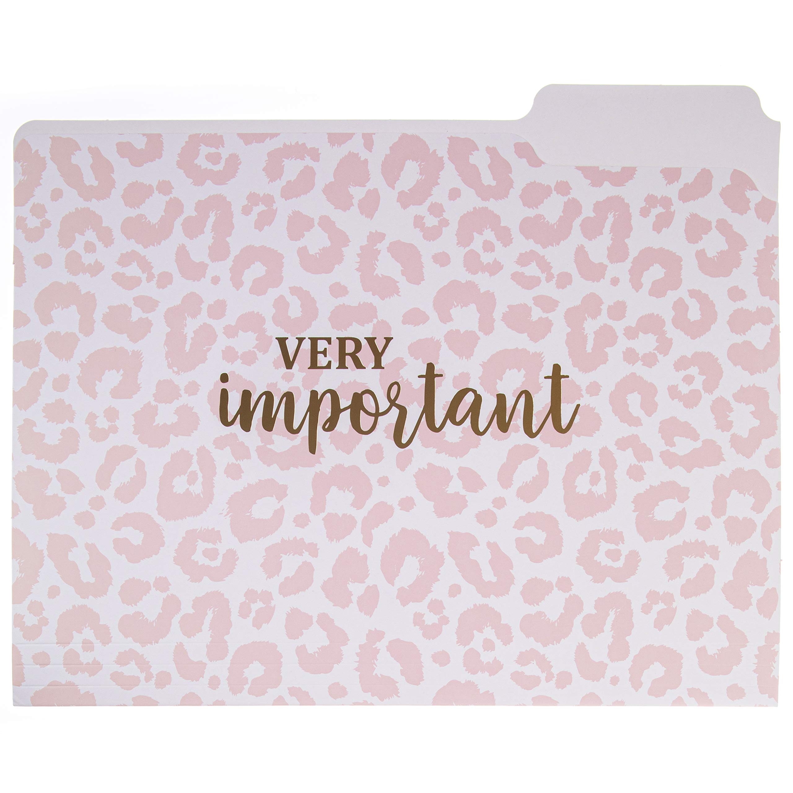 Premium Graphic Designer 'Very Important' File Folders - Set of 9 (3 Stylish Designs) | Letter Size Office Organizers | Decorative & Durable Coated Cardstock | Gold Foil Lettering & Leopard Print | 1/3-Cut Tabs - Perfect for Office Organization, Home Filing & Creative Workspaces