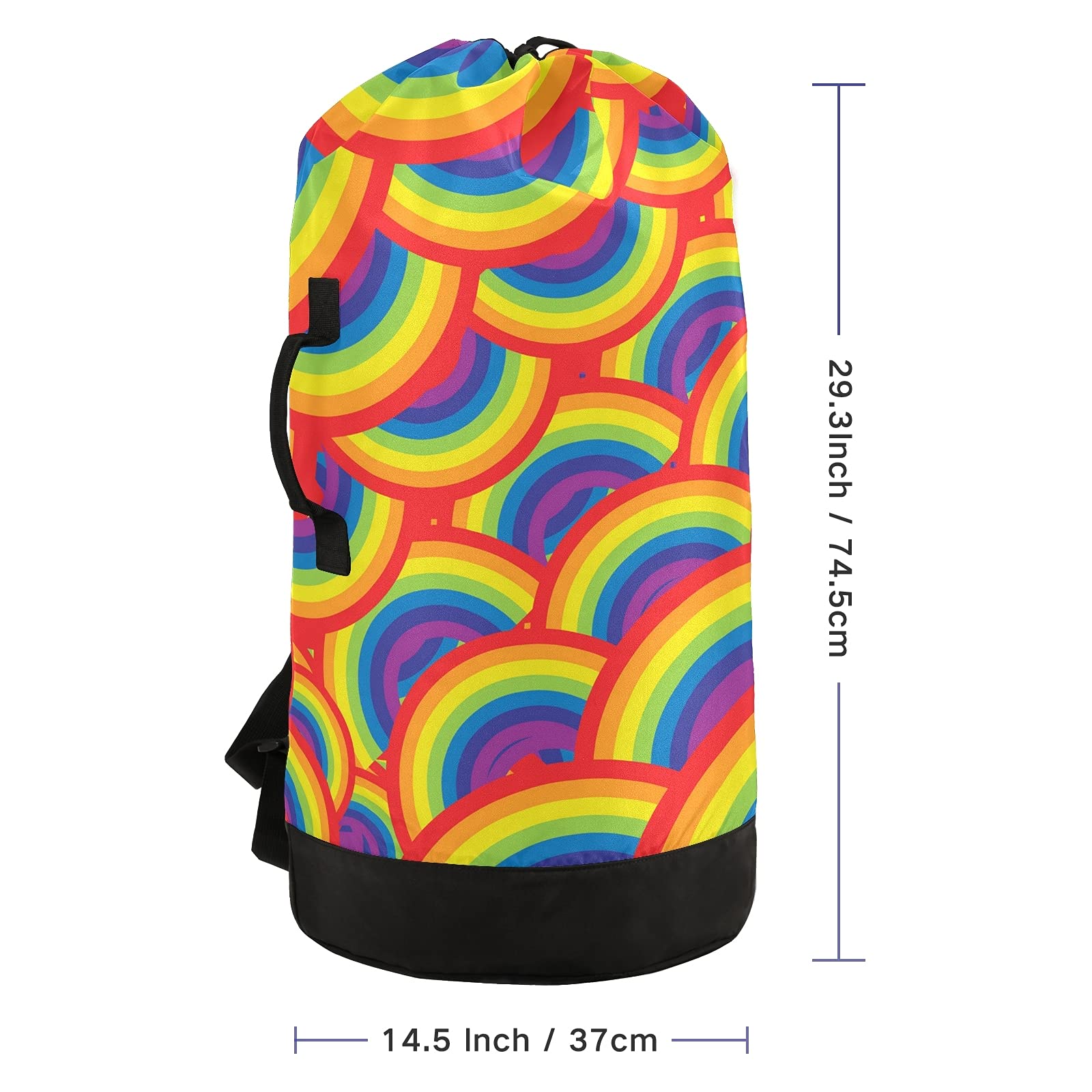 Abstract Rainbow Seamless Backpack Laundry Bag with Adjustable Straps - Drawstring Hamper for Dirty Clothes & Toy Storage - Perfect for Dorm, Travel & Camping