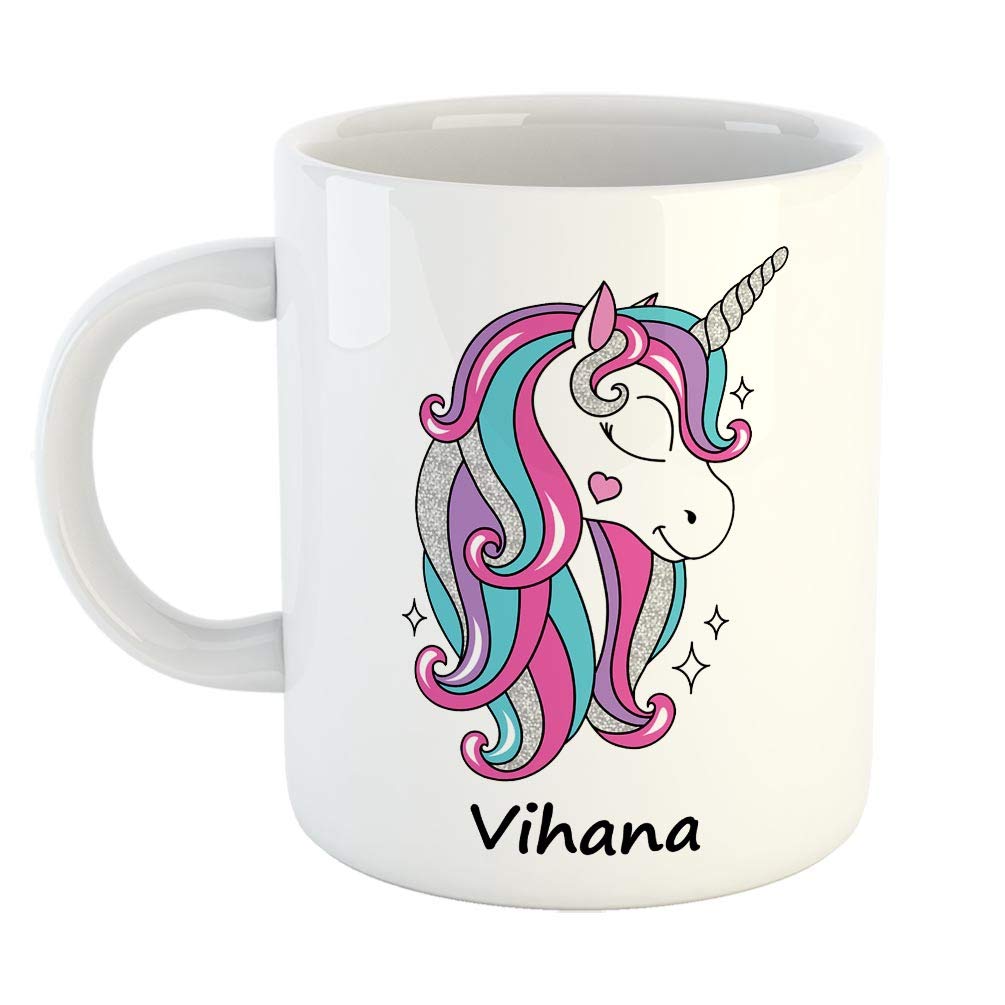 FurnishFantasy Unicorn Ceramic Coffee Mug - Cute Birthday Gift for Girls, Kids, Daughter, Sister | White Ceramic Cup with Unicorn Design | Perfect for Birthday Parties, Tea Time & Home Decor