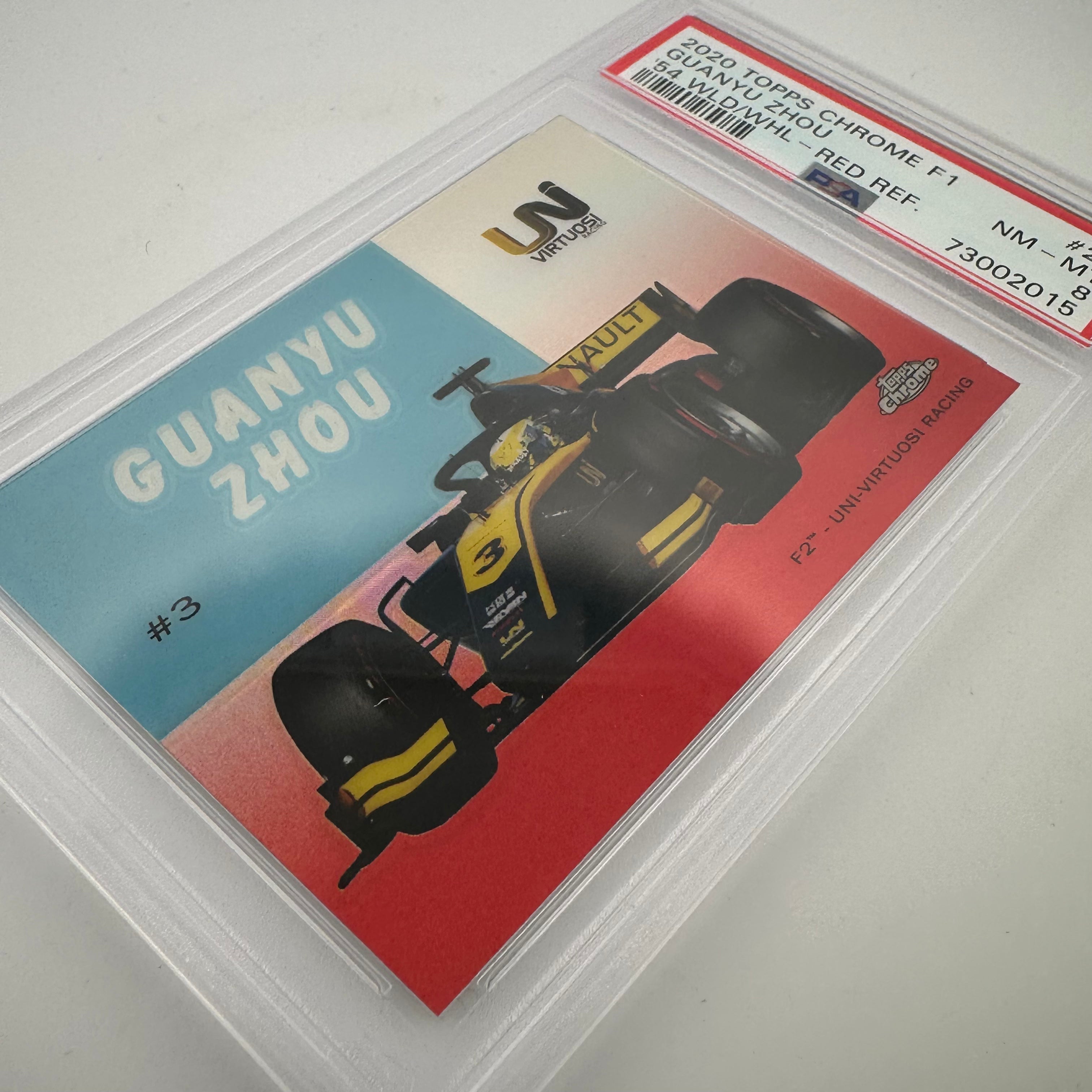 PSA 8 2002 Guanyu Zhou World On Wheels #54W 26 Red Refractor Racing Card - Perfect for F1 Collectors & Motorsport Memorabilia Displays