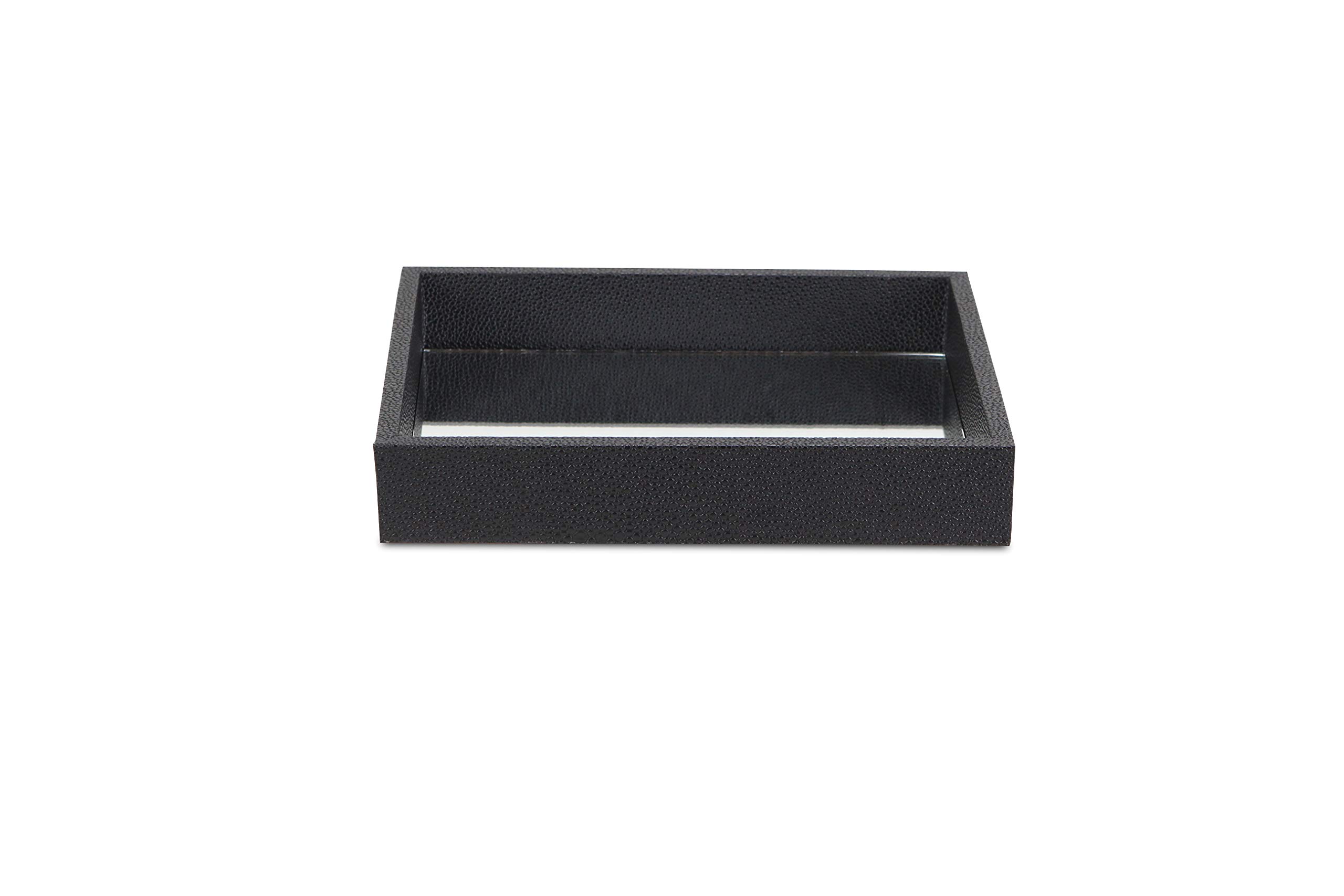 Cheung's FP-3987BK Black Raised Bubble Tray with Mirror - Organize Jewelry, Cosmetics & Small Accessories - Perfect for Vanity, Bathroom & Travel Use
