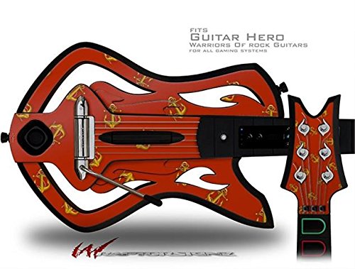 Anchors Away Red Dark Decal Skin for Warriors of Rock Guitar Hero Guitar - Protective Vinyl Sticker for Game Controllers (Guitar Not Included) - Perfect for Gaming Setups and Themed Decor