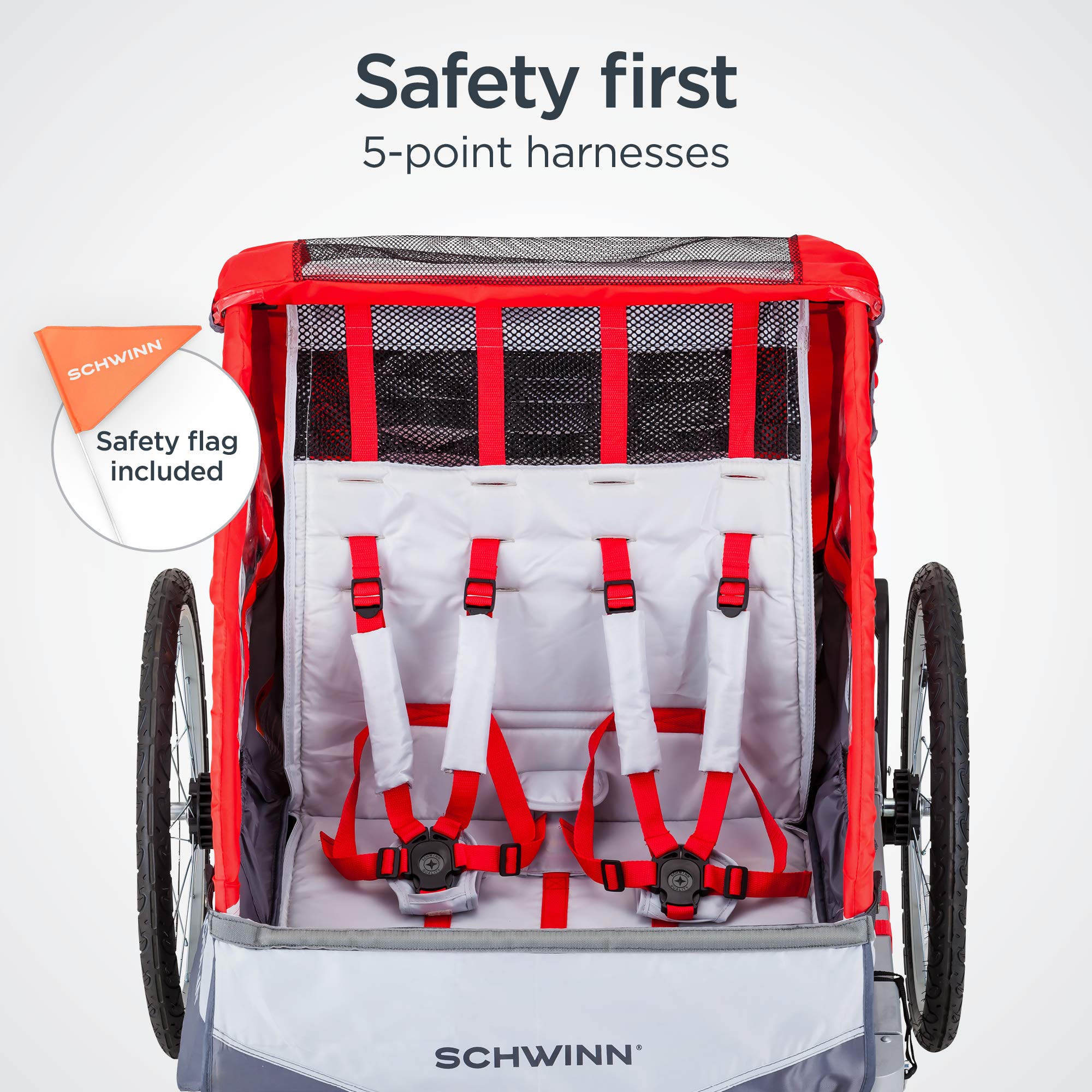 Schwinn Joyrider Echo & Trailblazer Bike Trailer for Kids - Single/Double Seat Baby Carrier with Canopy, 16/20