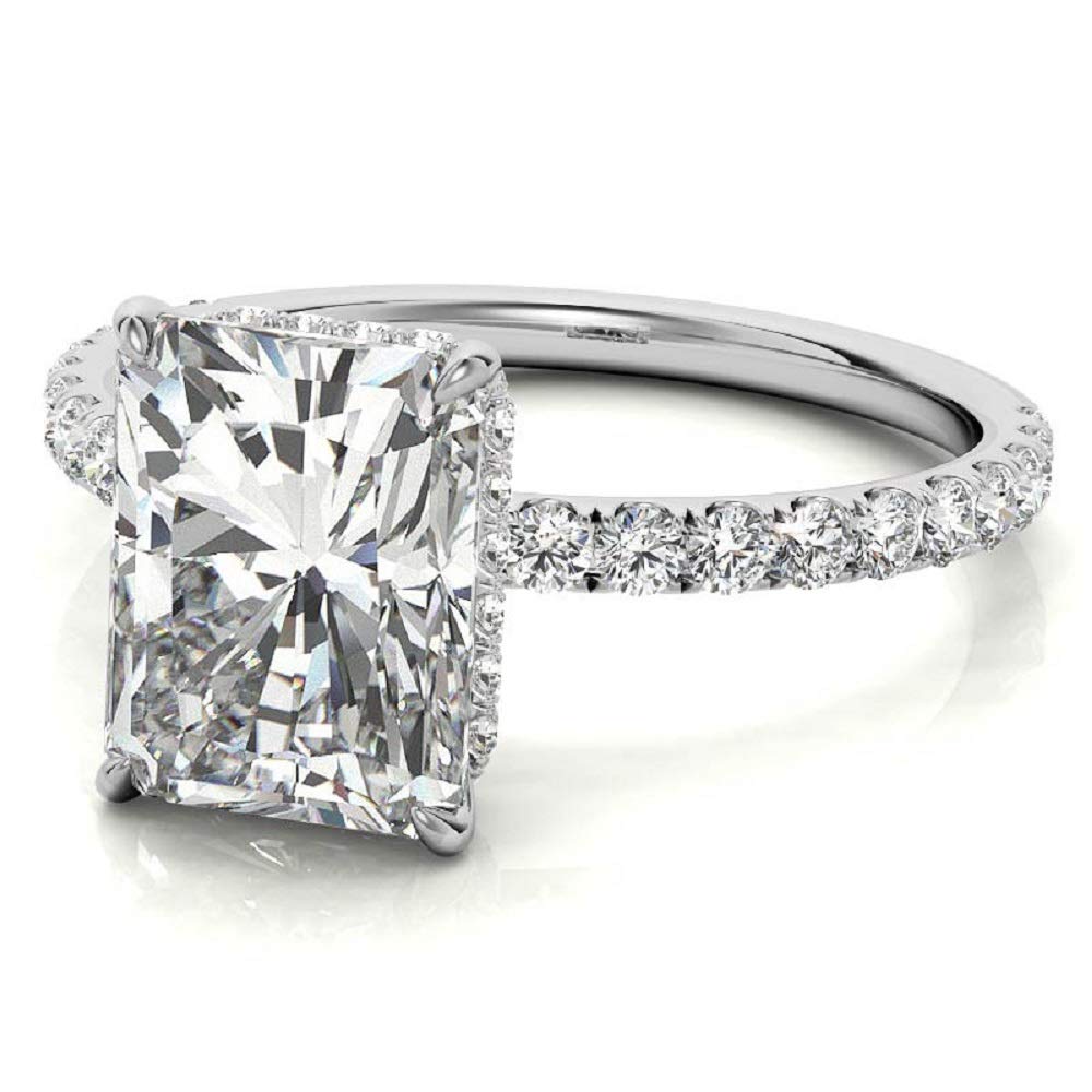 4 CT Emerald Cut Moissanite Engagement Ring - Vintage Solitaire Wedding Band with 4-Prong Setting in Sterling Silver - Anniversary Promise Ring Gift for Her - Perfect for Proposals, Weddings & Special Occasions