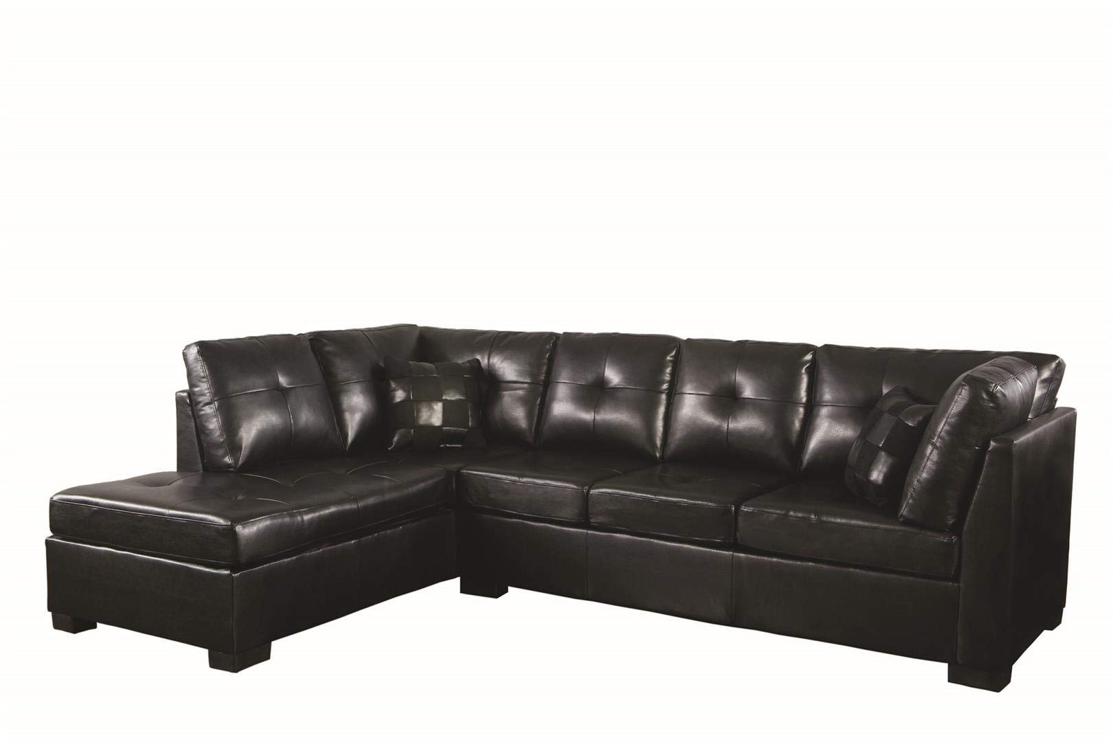 Coaster Home Furnishings Modern Sectional Sofa for Living Room - Black | Comfortable L-Shaped Couch for Small Spaces & Family Gatherings