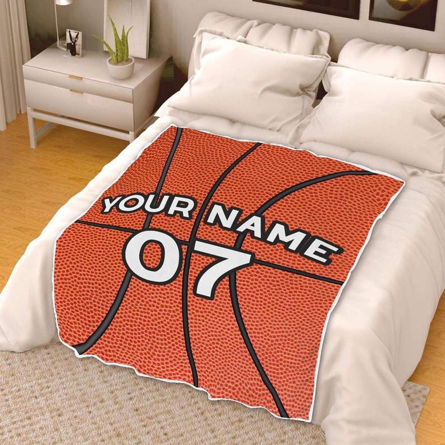 Custom Basketball Blanket with Name & Number - Personalized Sports Gift for Boys - 50