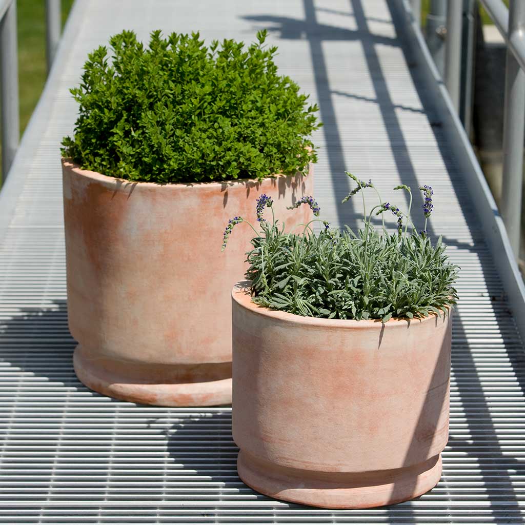 Campania International Sombra Terra Cotta Planter Set of 2 - Outdoor Garden Plant Pots for Patio, Balcony & Home Decor