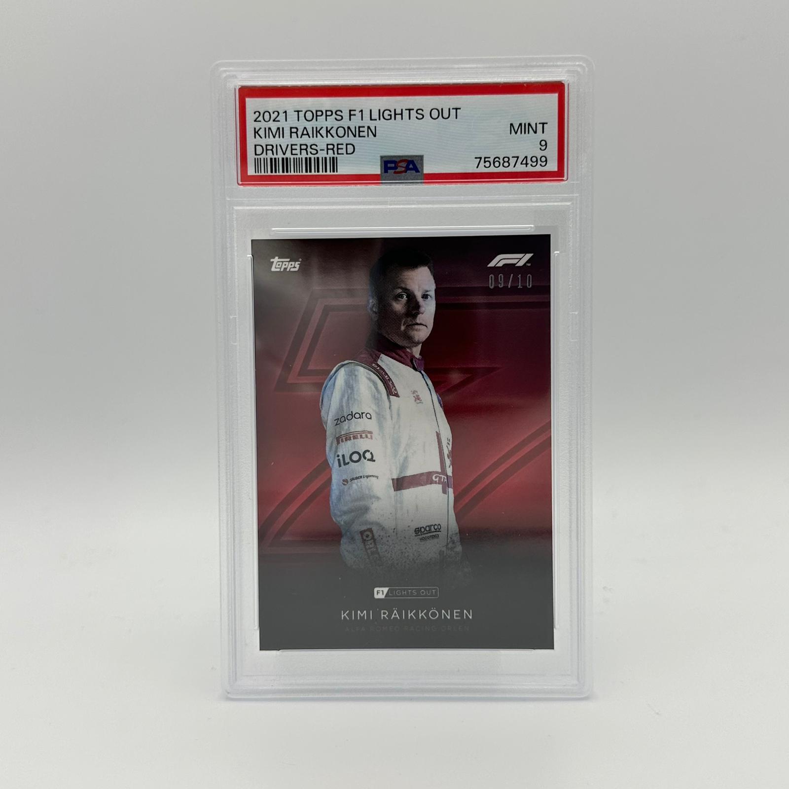 2009-2010 Kimi Raikkonen Red Parallel PSA 9 Graded Racing Driver Card - Perfect for F1 Memorabilia Collectors & Motorsport Fans