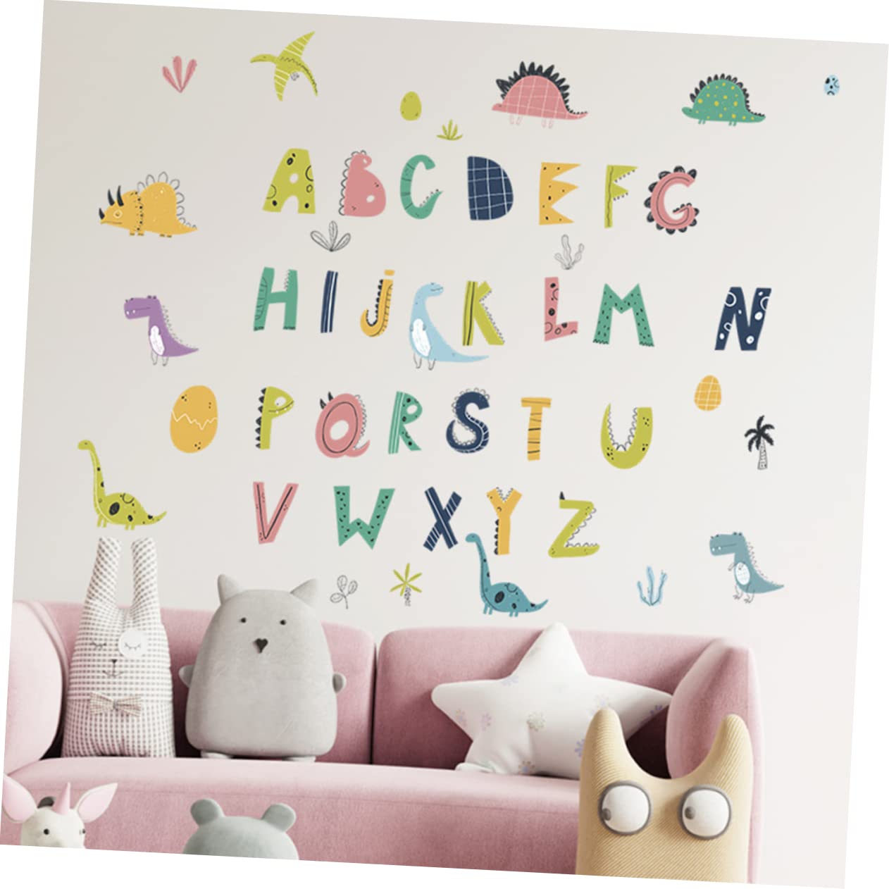 Wakauto 4 Sheets Alphabet Letter Stickers - Animal Themed Wall Decals for Kids Room, Nursery & Classroom Decor - Durable PVC Children's Wall Stickers for Learning & Play