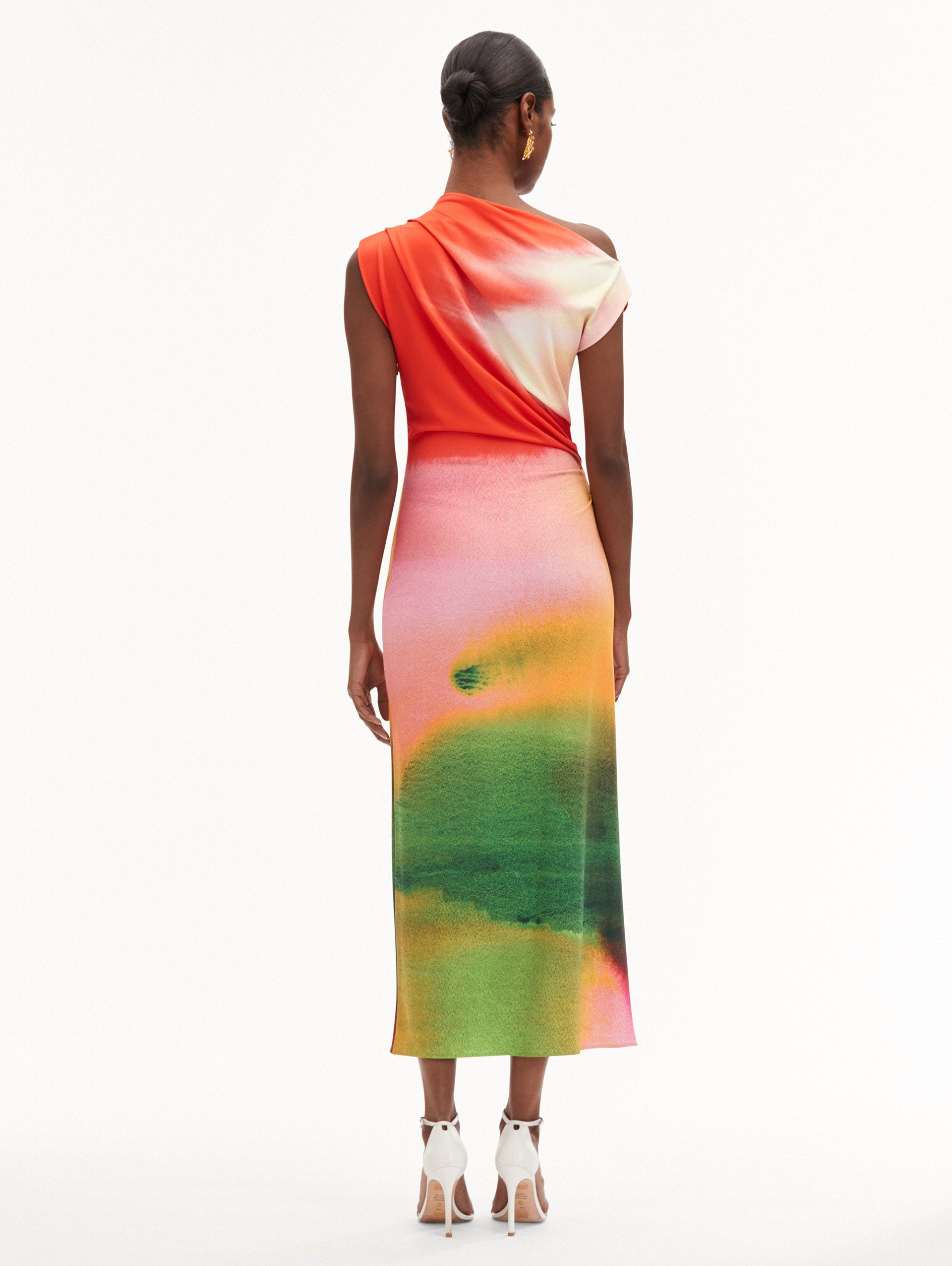 Abstract Watercolor Print Jersey Dress - Flowy Summer Maxi Dress for Women, Beach Cover Up, Vacation Outfit, Boho Chic Style