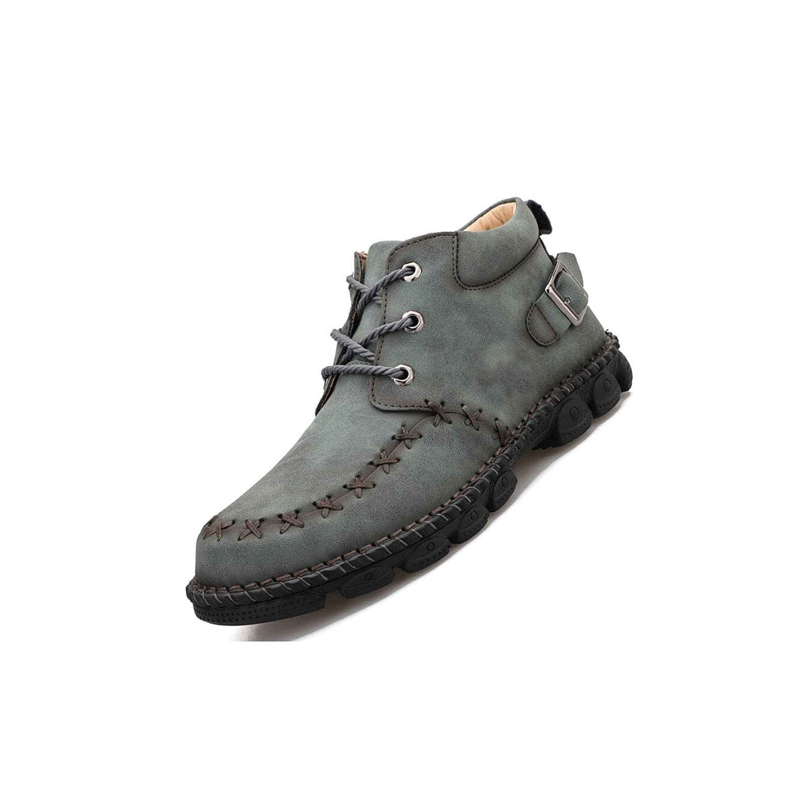 GAGC Men's Casual Leather Ankle Boots - Fashion Lace Up Sneakers for Outdoor & Daily Wear - Comfortable Designer Boots for Men (Green, Size 9.5) | Perfect for Hiking, Walking & Street Style Fashion