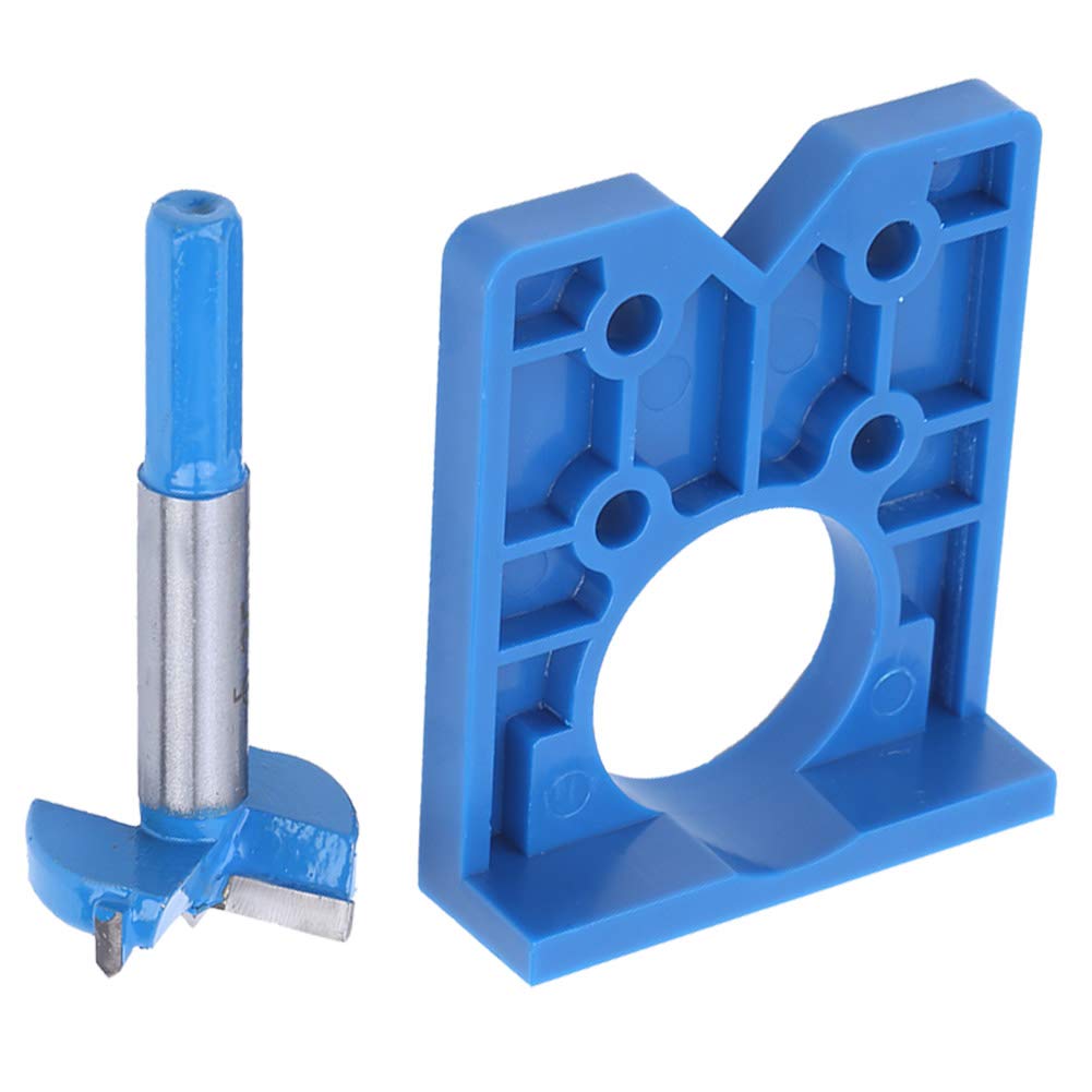 Oumefar 35mm Portable Hole Drill Kit - ABS Plastic Hinge Jig Kit for Cabinet Hinges - Blue Hinge Hole Opener - Perfect for DIY Cabinet Installation & Woodworking Projects