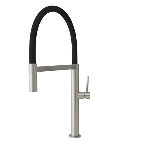 Brushed Stainless Steel with Black Silicone Hose