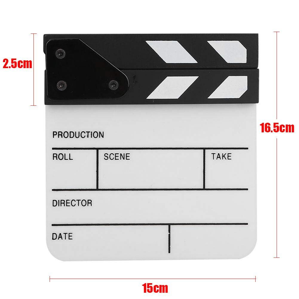 Professional Mini Acrylic Waterproof Clapperboard - Film Director Slate Board for Movie Making, TV Production & YouTube Videos | Includes Marker Pen | Perfect for Film Sets, Advertising Shoots, Cosplay & Home Decoration (Black Frame + White Writing Surface)
