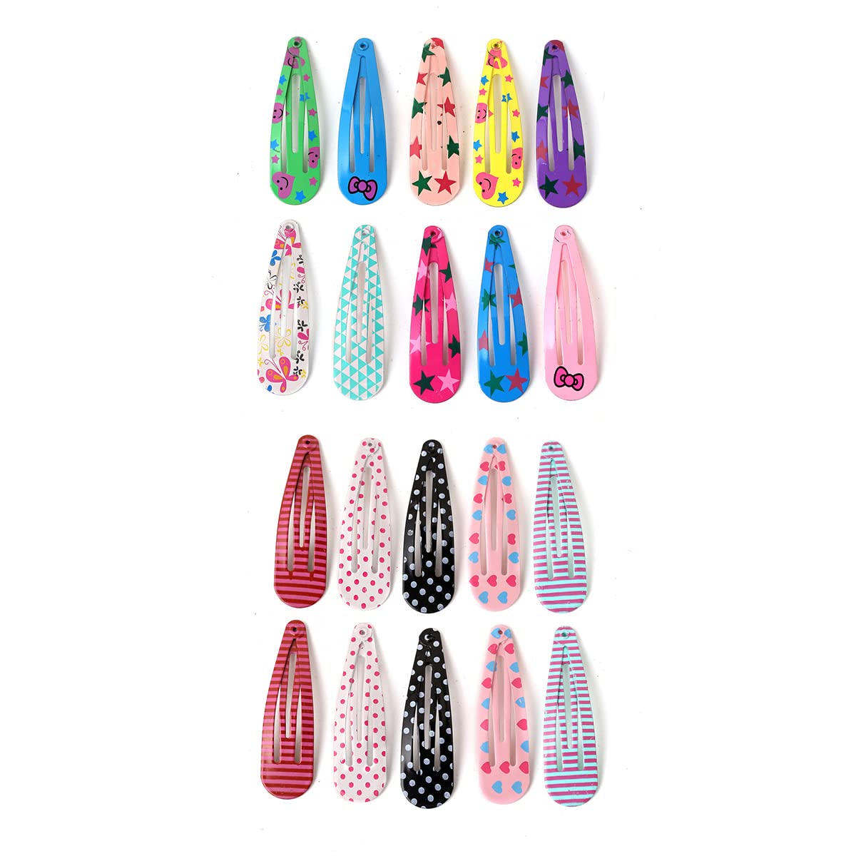 Melbees by Yellow Chimes 20-Piece Girls Hair Clips Set - Colorful Snap Clips & Tic Tac Hair Pins for Kids, Cute Hair Accessories for School, Parties & Everyday Wear