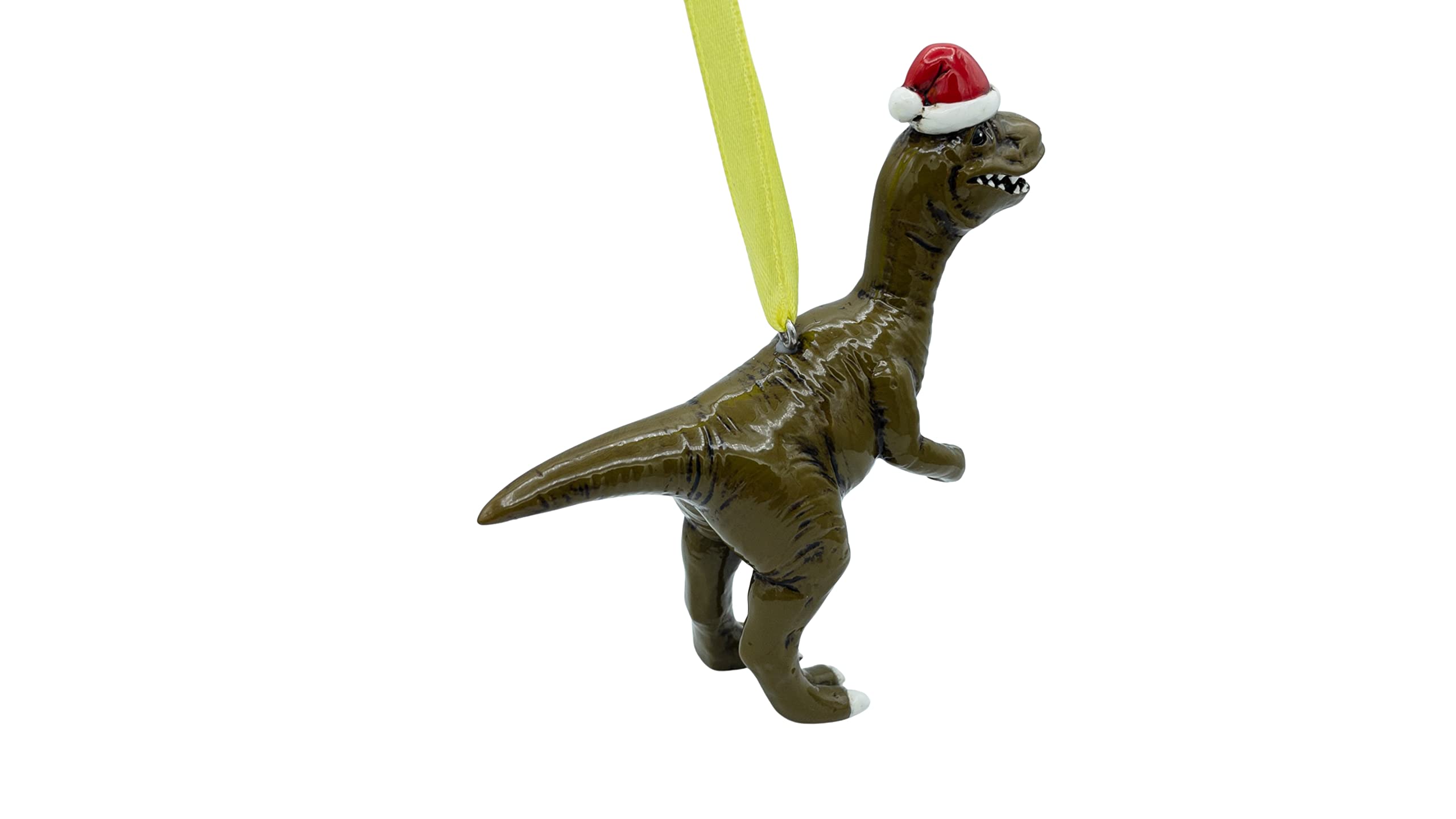 Dinosaur Raptor Christmas Tree Ornament with Candy Cane - Fun Holiday Decor for Kids' Room & Christmas Party Decorations