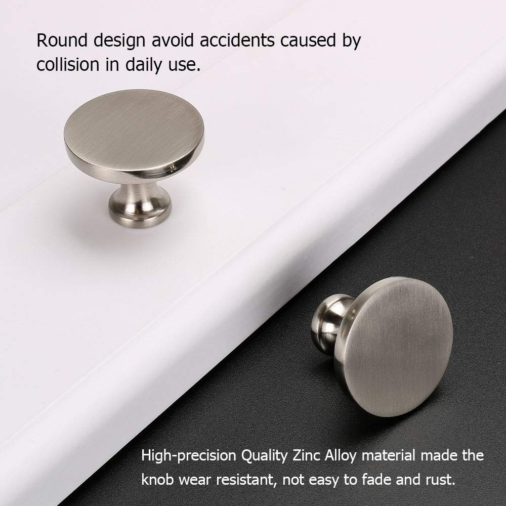 GoldenWarm 10 Pack Brushed Nickel Cabinet Knobs - Modern 1.26 Inch Drawer Pulls for Dresser, Bathroom & Cupboard - Durable Hardware for Kitchen Cabinets, Wardrobes & Furniture Upgrades