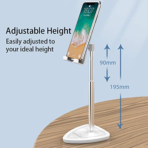 Adjustable Phone Stand for Desk - Universal Smartphone & Tablet Holder with Height & Angle Adjustment - Compatible with iPhone, iPad, Samsung, Android - Perfect for Home Office, Video Calls & Hands-Free Viewing (Black)
