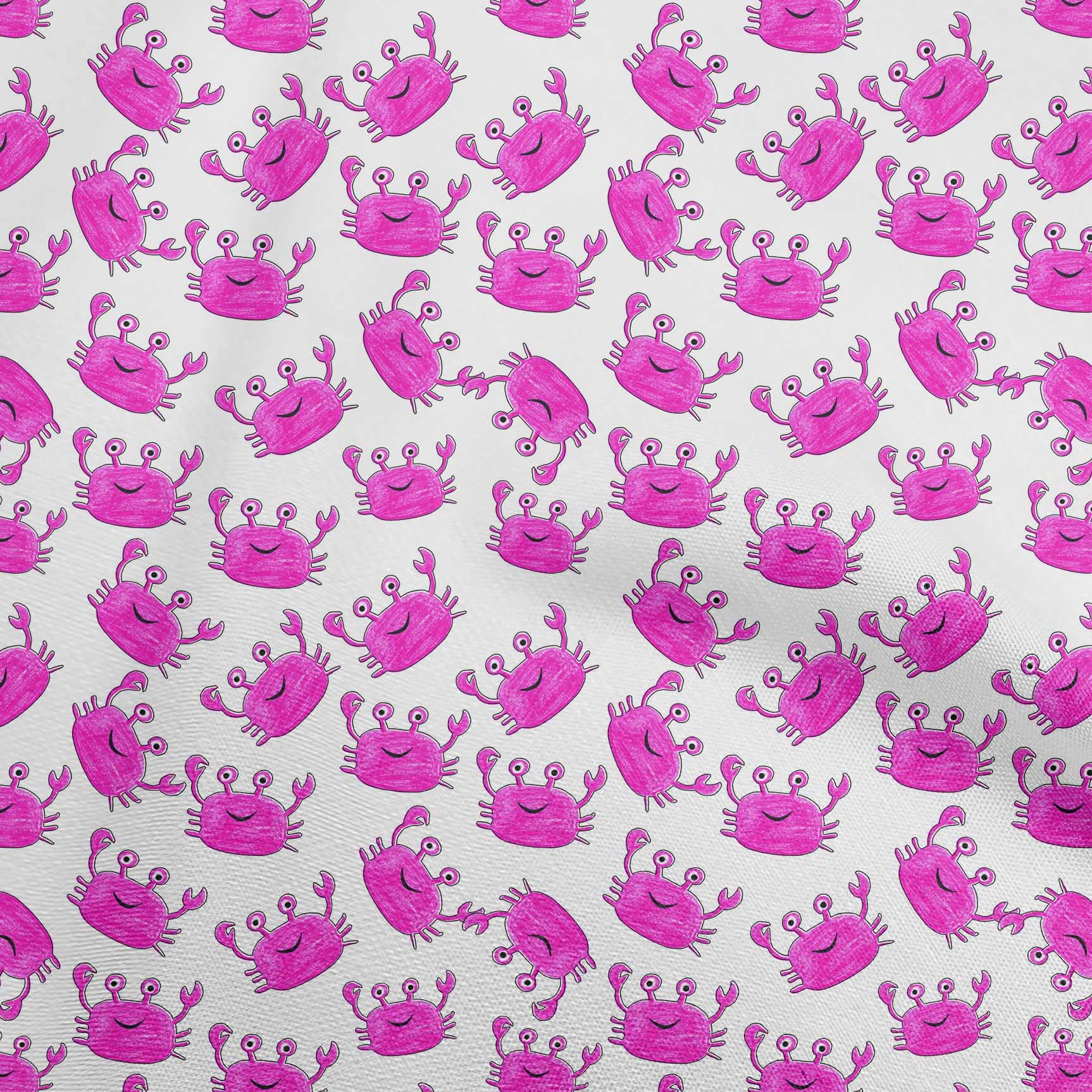 oneOone Polyester Spandex Fuschia Pink Kids Crab Print Fabric by The Yard - 56 Inch Wide Stretchy Dress Material for DIY Kids Clothing & Costumes