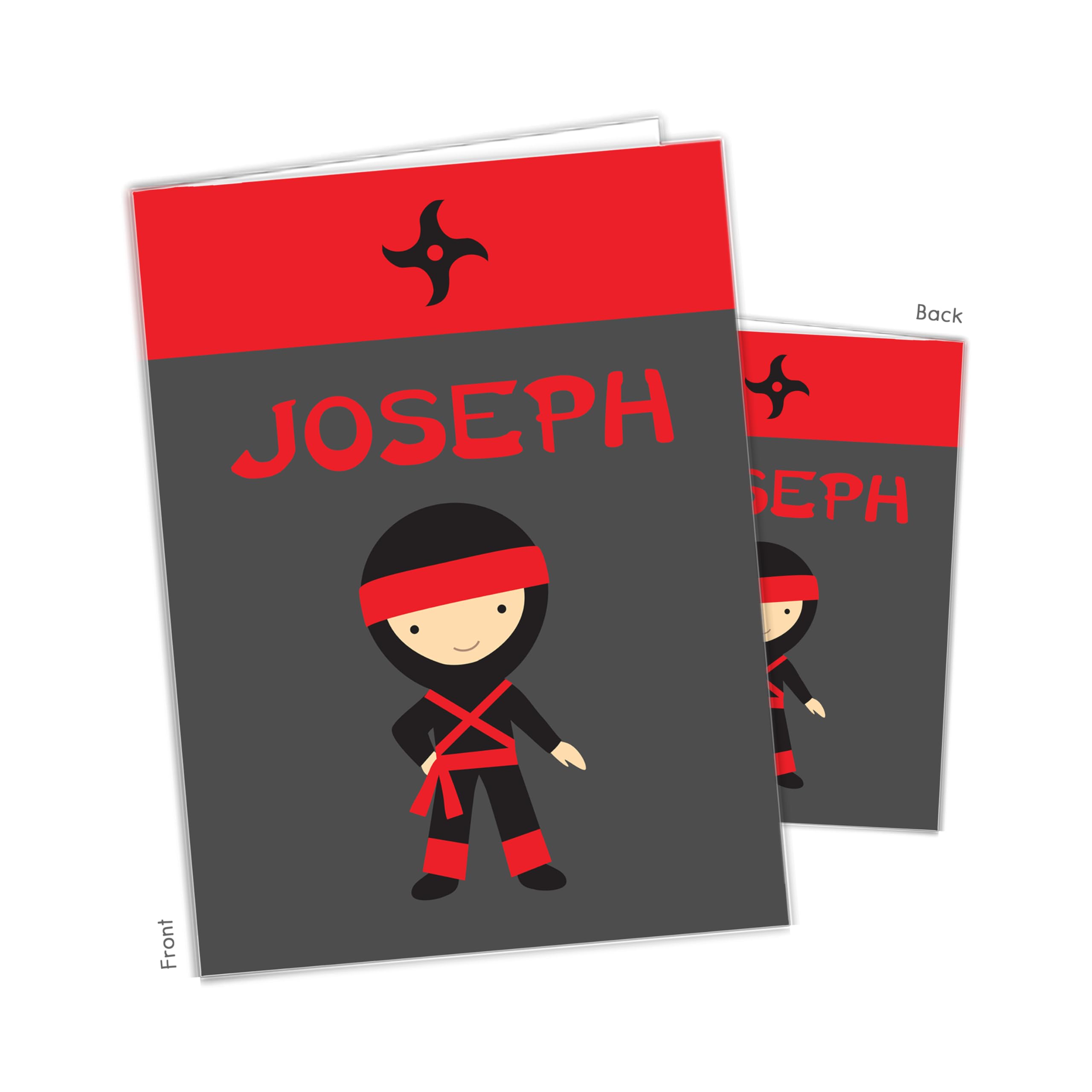 Custom Personalized Ninja Karate Pocket Folder - School Supplies for Teachers, Students, Office Use - Perfect Gift for Kids, Boys, Girls & Adults - Birthday, Back to School, Work Organization & Daily Planner Accessories