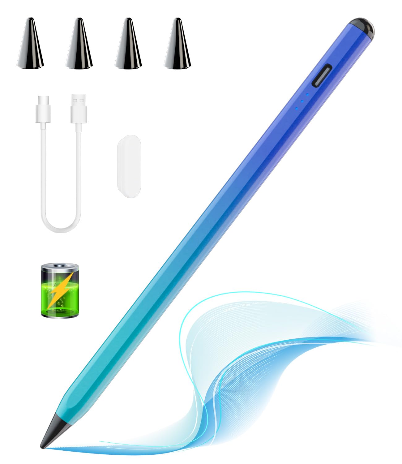 Premium Stylus Pen for iPad - Compatible with iPad 10th/9th Gen, iPad Air 5/4/3, iPad Pro 11/12.9 Inch - Magnetic Apple Pencil Alternative with Palm Rejection & Tilt Sensitivity (Blue & Green) - Perfect for Drawing, Note-Taking & Digital Art
