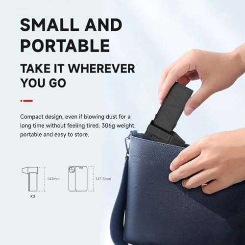 High-Speed 30000RPM USB Rechargeable Brushless Turbo Fan - 52m/s Powerful Handheld Electric Air Duster for Dust & Snow Blowing - Perfect for Computer Cleaning, Car Detailing, and Outdoor Snow Removal