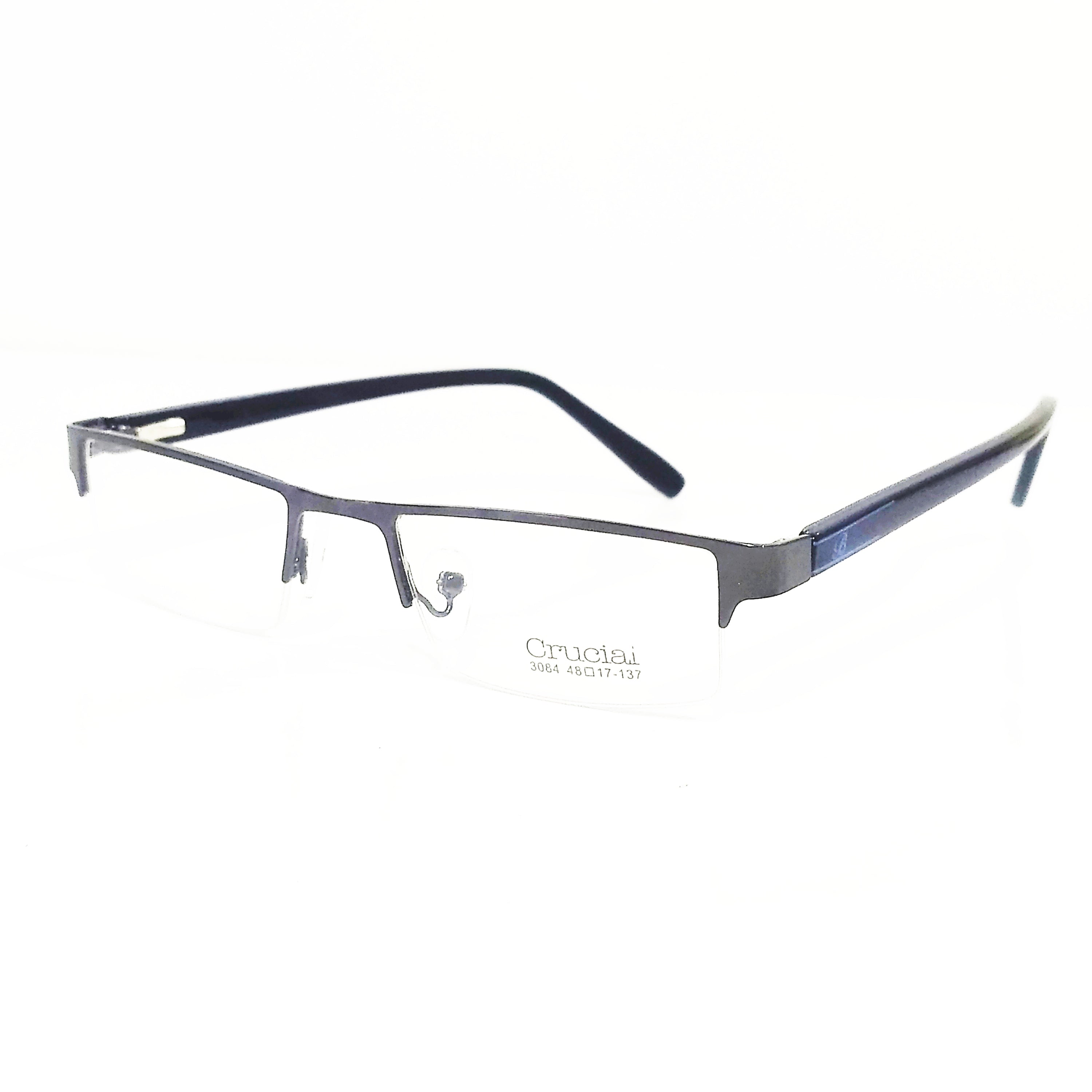 Stylish Grey Metal Supra Half Rim Eyeglass Frames for Women & Men - Lightweight Durable Glasses for Work, Reading & Fashion Accessories