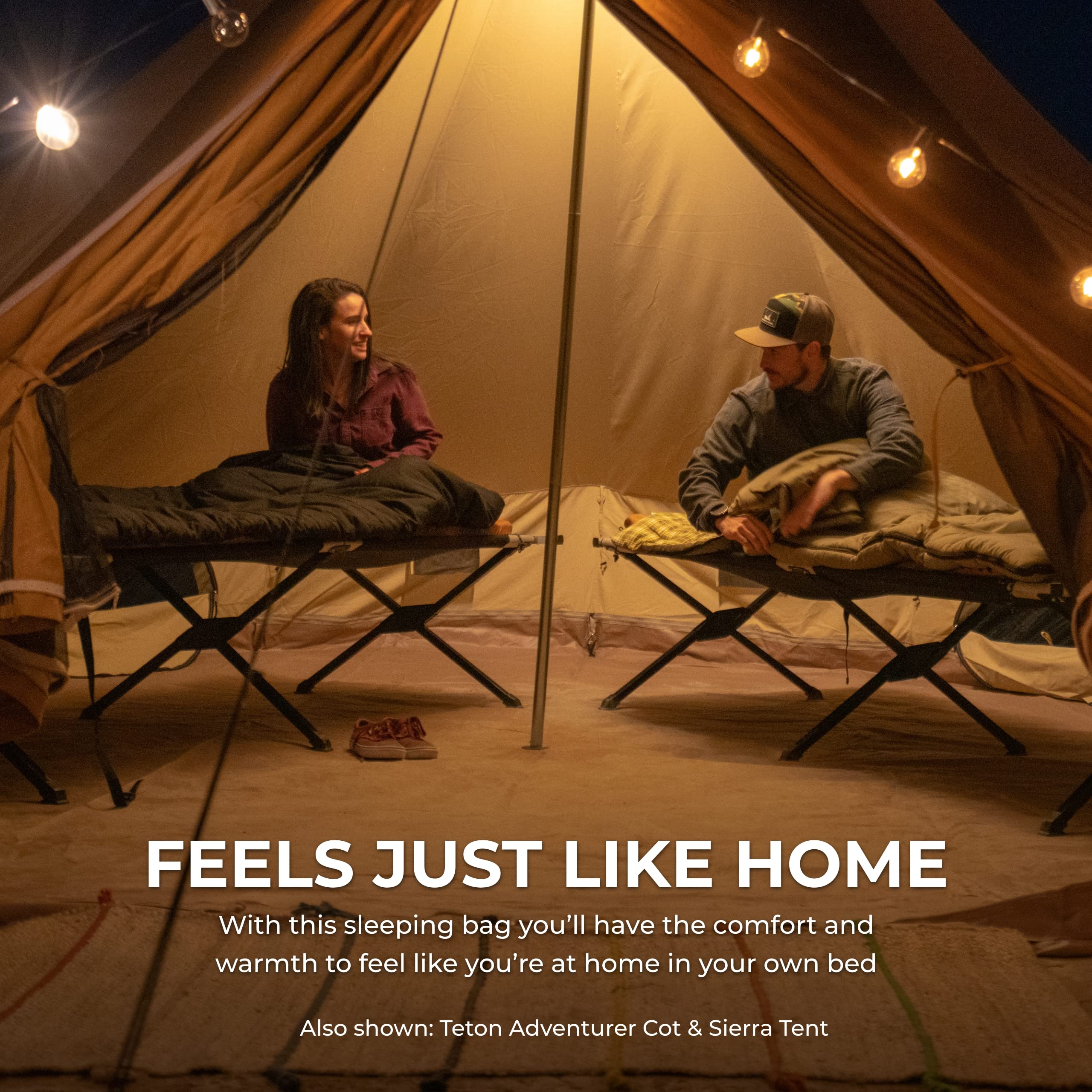 TETON Mammoth 20°F & 0°F Double Sleeping Bag for Camping, Hunting & Base Camp - Family Size Warm Sleeping Bag with Compression Sack - Perfect for Cold Weather Adventures & Outdoor Family Trips