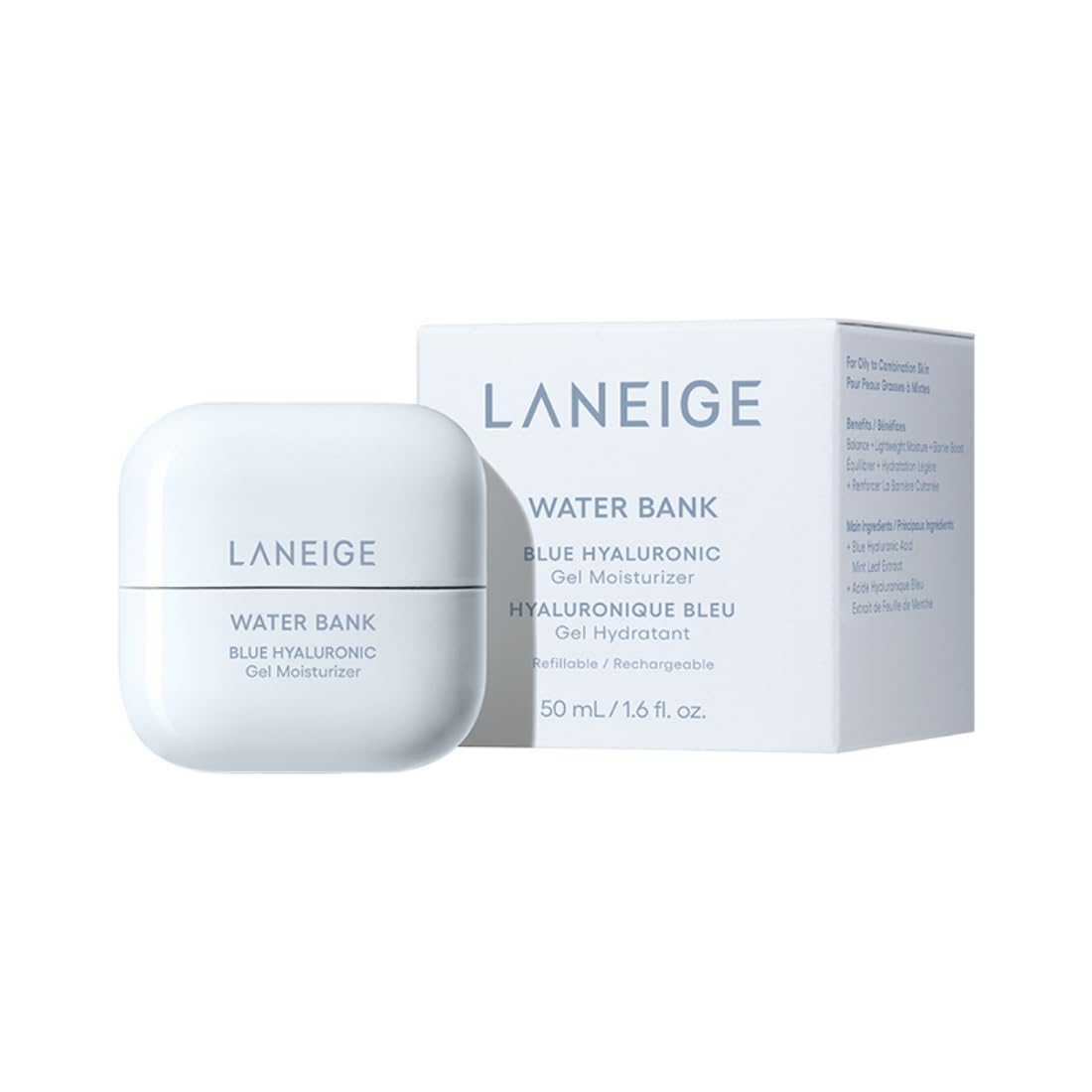 LANEIGE Water Bank Hyaluronic Acid Gel Moisturizer for Oily Skin - Lightweight Hydrating Face Cream for Men & Women | Korean Skincare for Daily Hydration