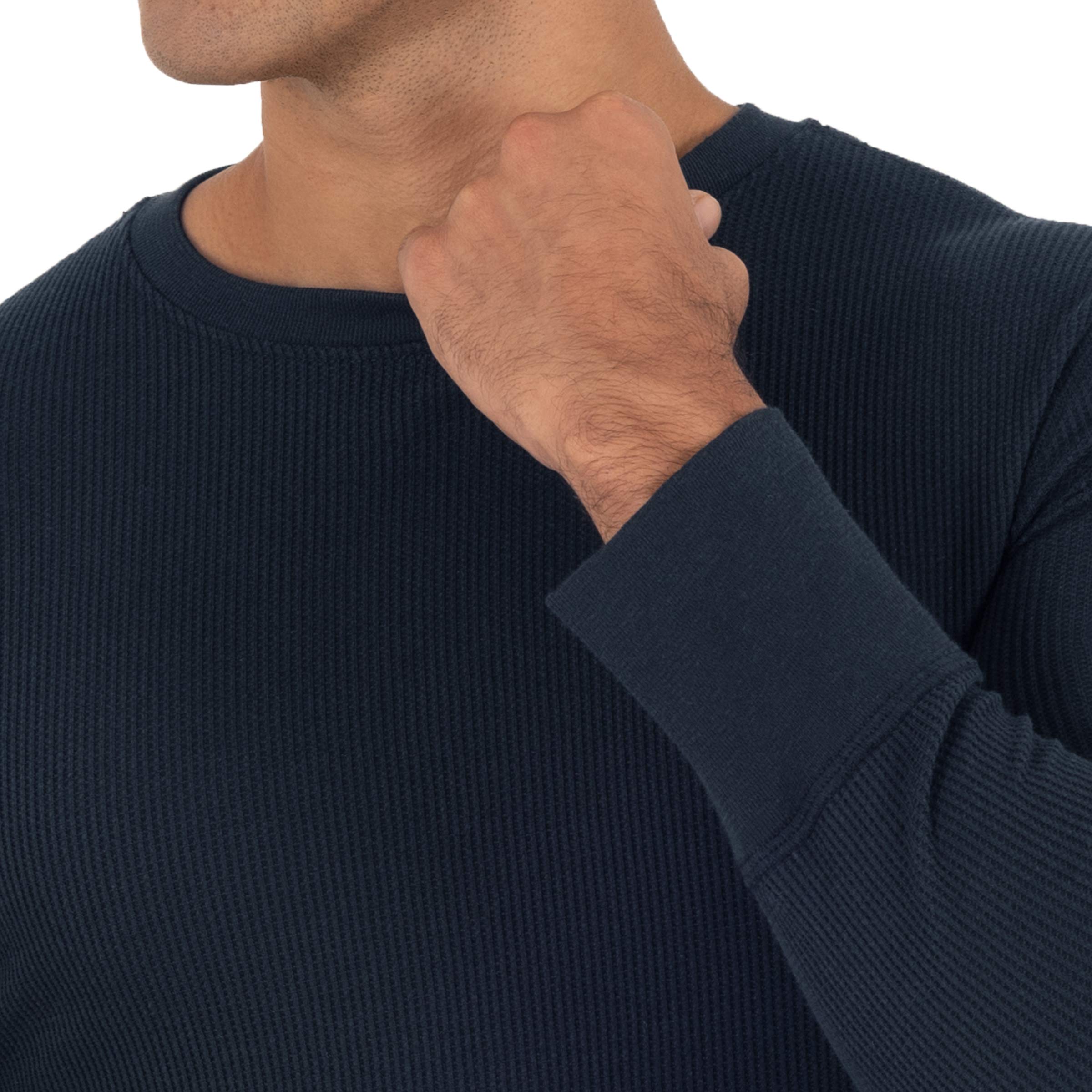 Fruit of the Loom Men's Eco-Friendly Recycled Waffle Thermal Underwear Crew Neck Shirt - Moisture Wicking Base Layer for Winter (1 & 2 Pack Options) - Perfect for Skiing, Hiking & Cold Weather Activities