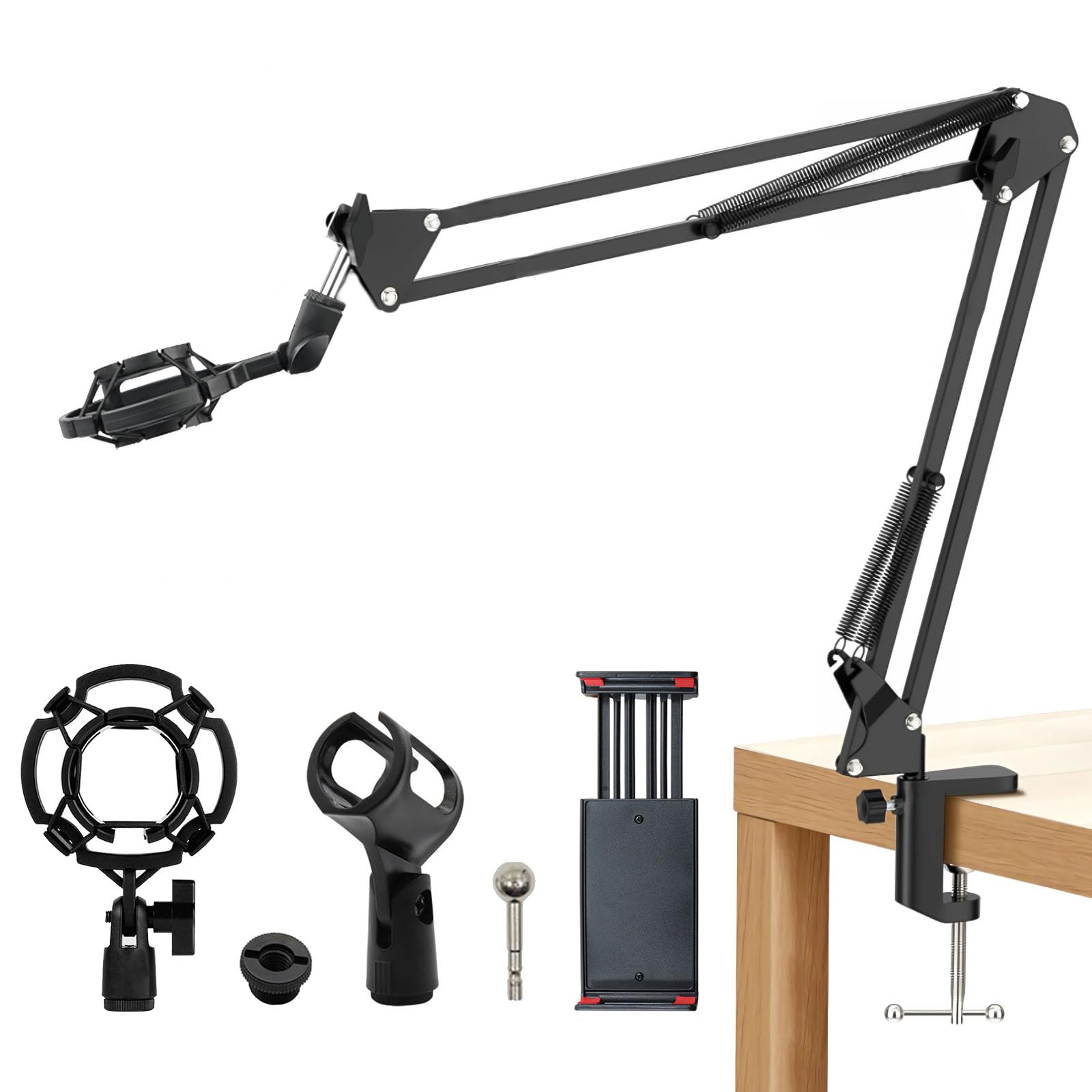 Adjustable 360° Rotating Microphone Boom Arm Stand - Compatible with Blue Yeti, HyperX QuadCast, Snowball Mics - Perfect for Recording, Podcasting & Gaming Setup