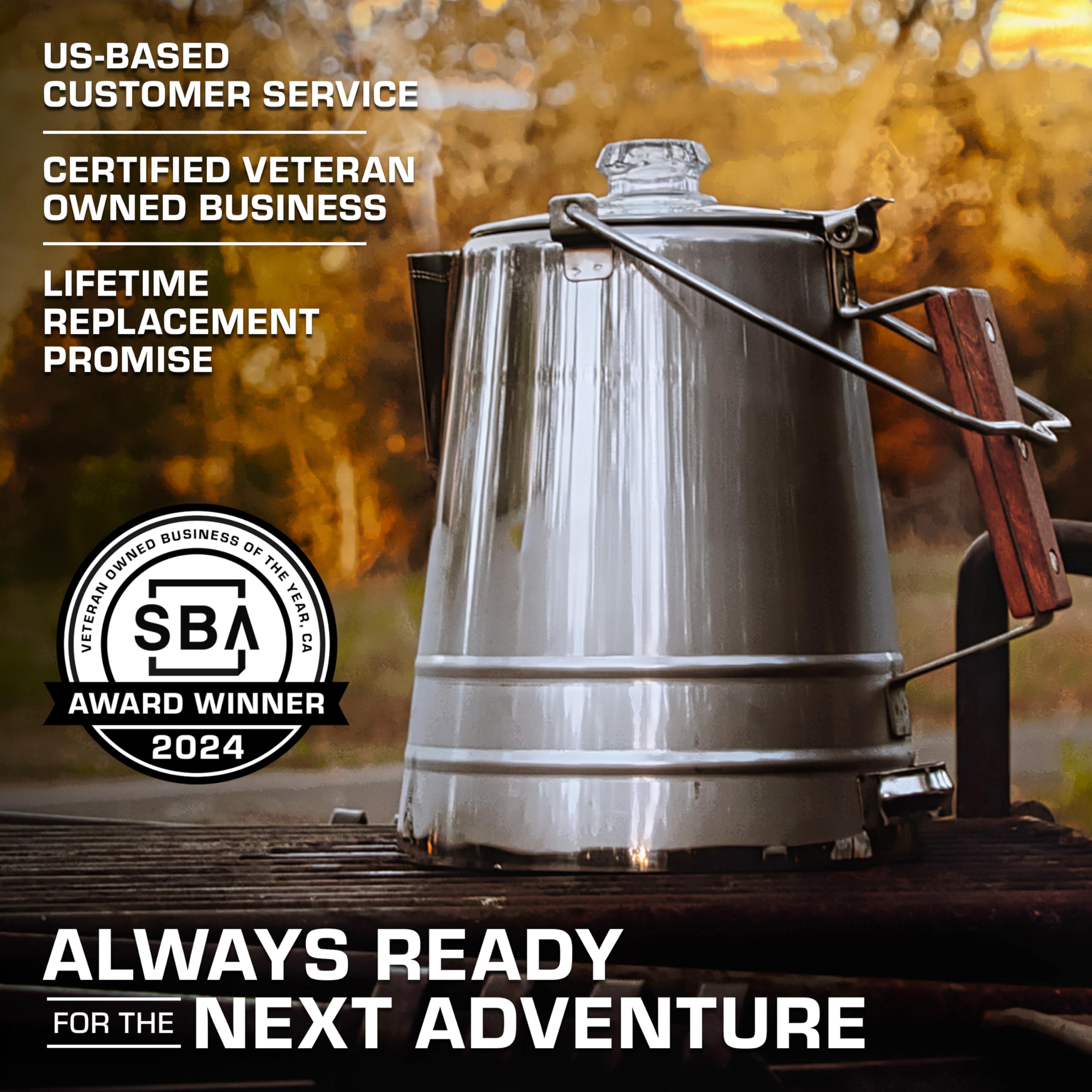 COLETTI Scoutmaster 24-Cup Coffee Percolator for Camping – Durable Stainless Steel Stovetop Coffee Maker for Outdoor Adventures, Hiking & RV Trips – Perfect for Large Groups & Family Gatherings