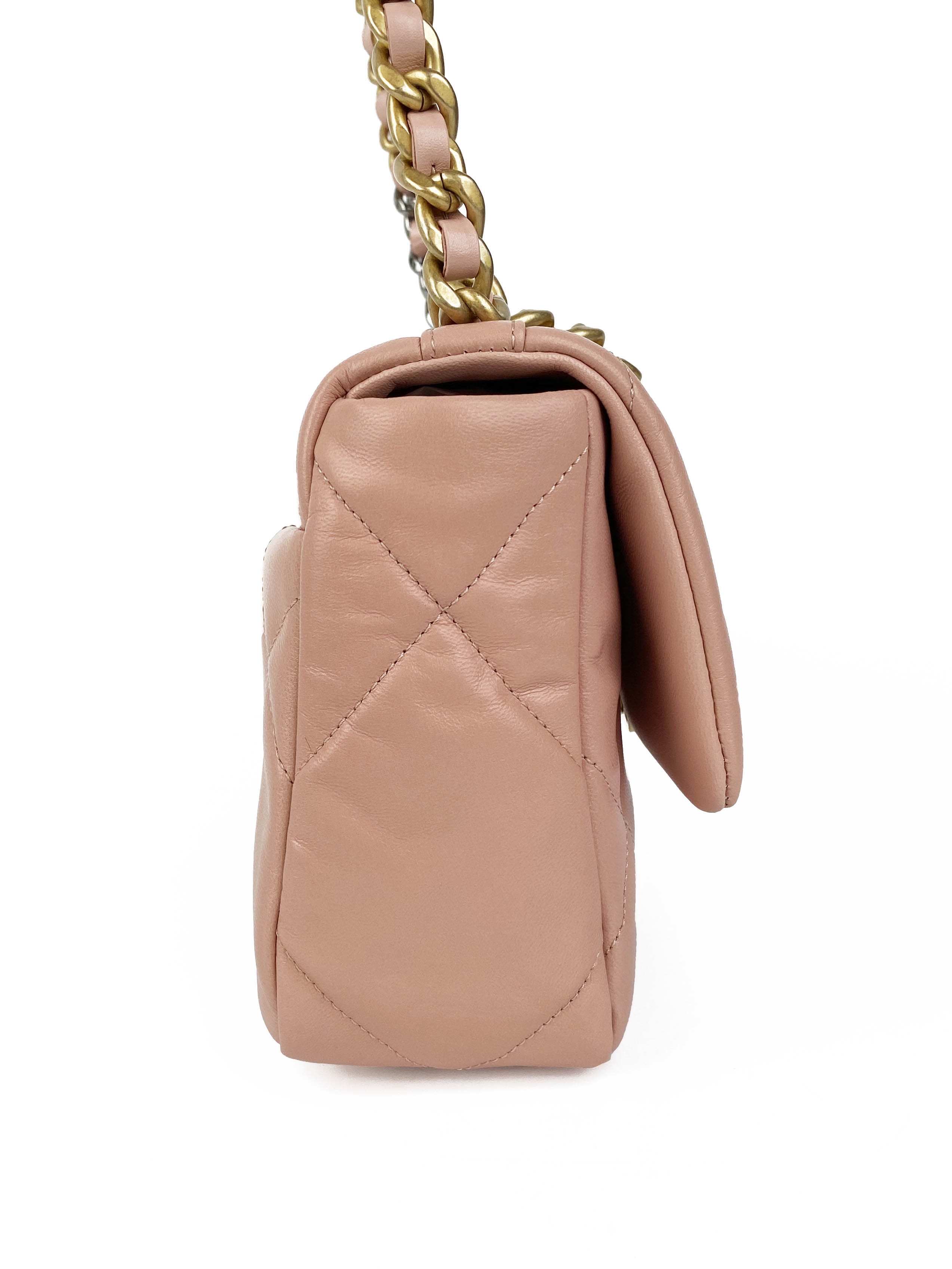 Chanel Blush Pink Small C19 Bag - Luxury Quilted Leather Crossbody Handbag for Women | Perfect for Date Night, Parties & Special Occasions