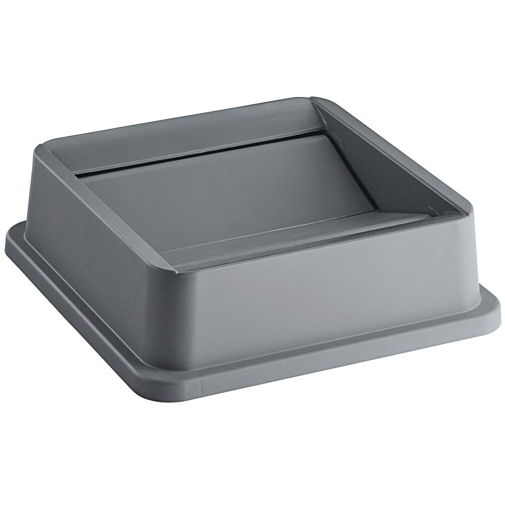 PRO&Family 140 Qt (35 Gallon/132 Liter) Heavy-Duty Gray Square Trash Can with Swing Lid - Kitchen Garbage Bin, Waste Basket, Recycling Container for Home, Office & Outdoor Use