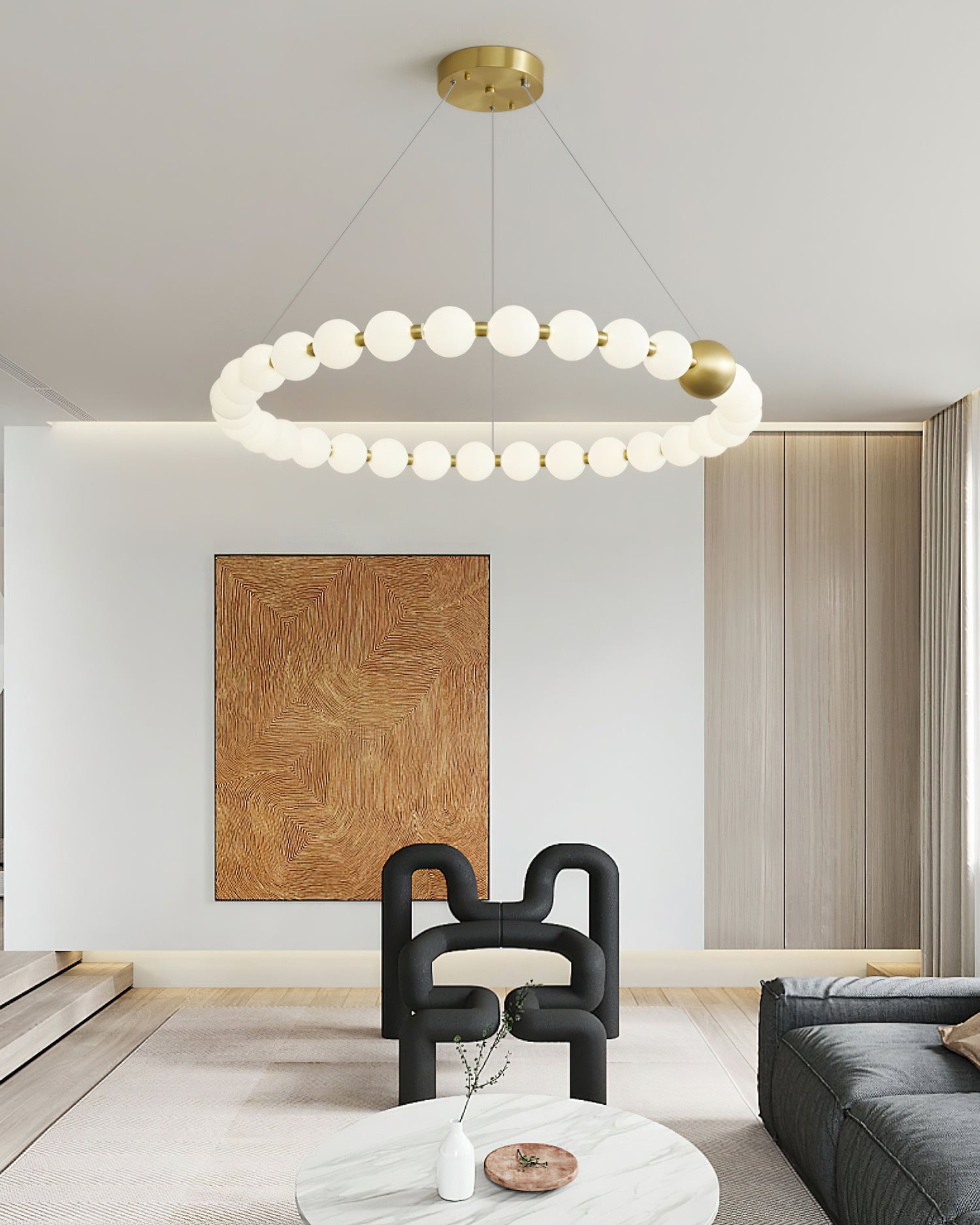 Aeyee Crystal Pearls Chandelier - Elegant Ceiling Light Fixture for Dining Room, Bedroom, Living Room & Wedding Decor