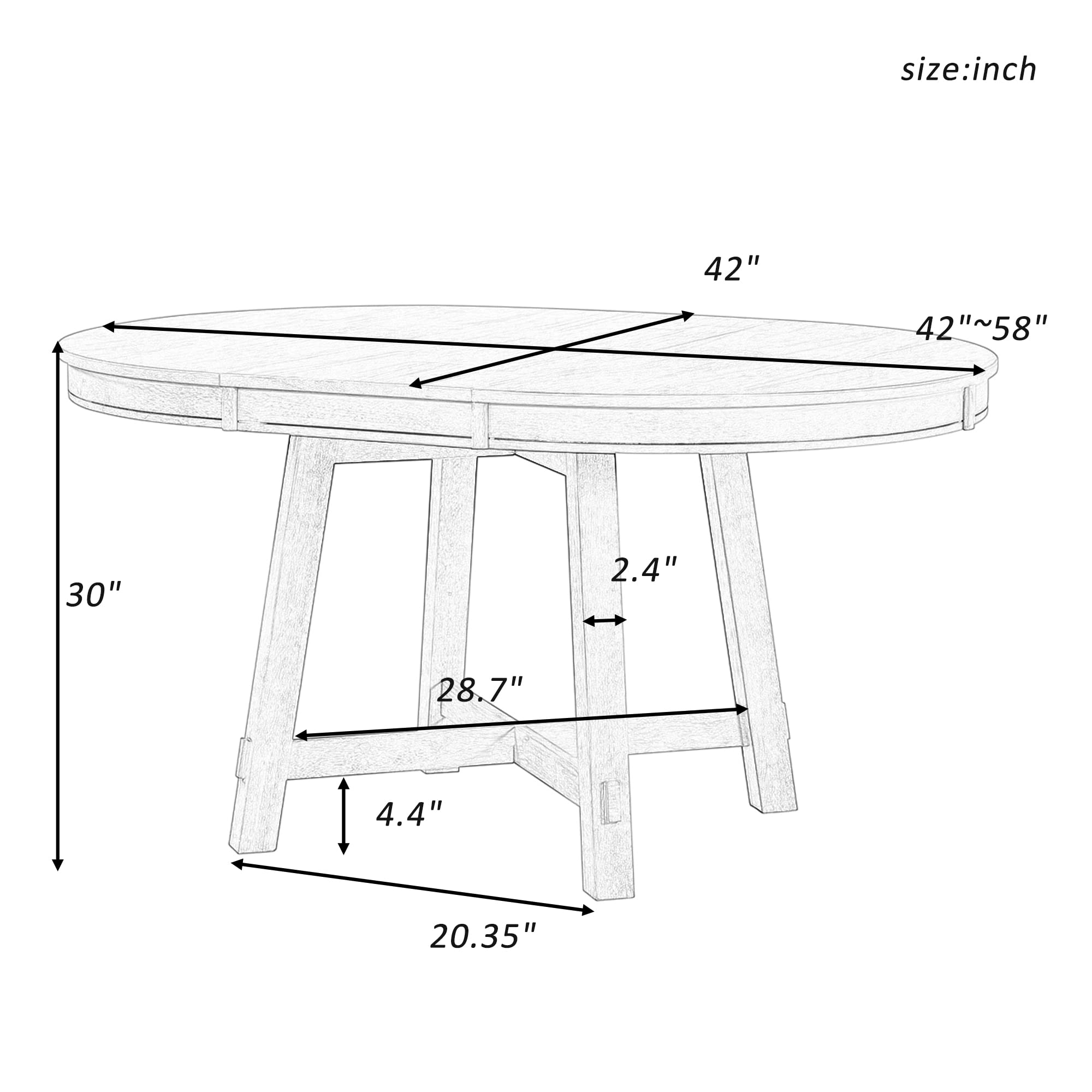 Farmhouse Extendable Dining Table with Leaf - Kitchen & Dining Room Furniture for Family Gatherings