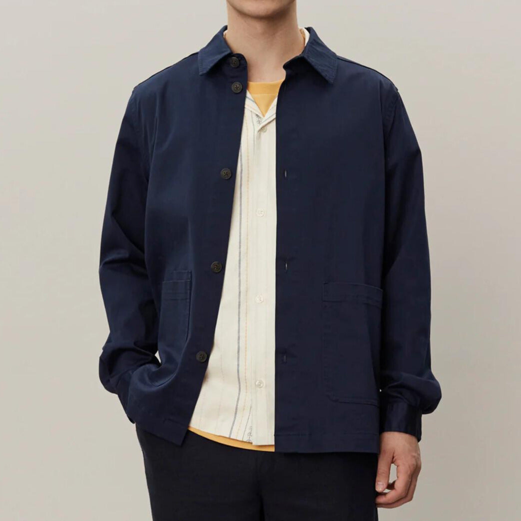 Dark Navy Langley Cotton Overshirt for Men - Lightweight Casual Shirt Jacket for Spring & Fall Layering | Perfect for Outdoor Activities, Travel & Office Wear